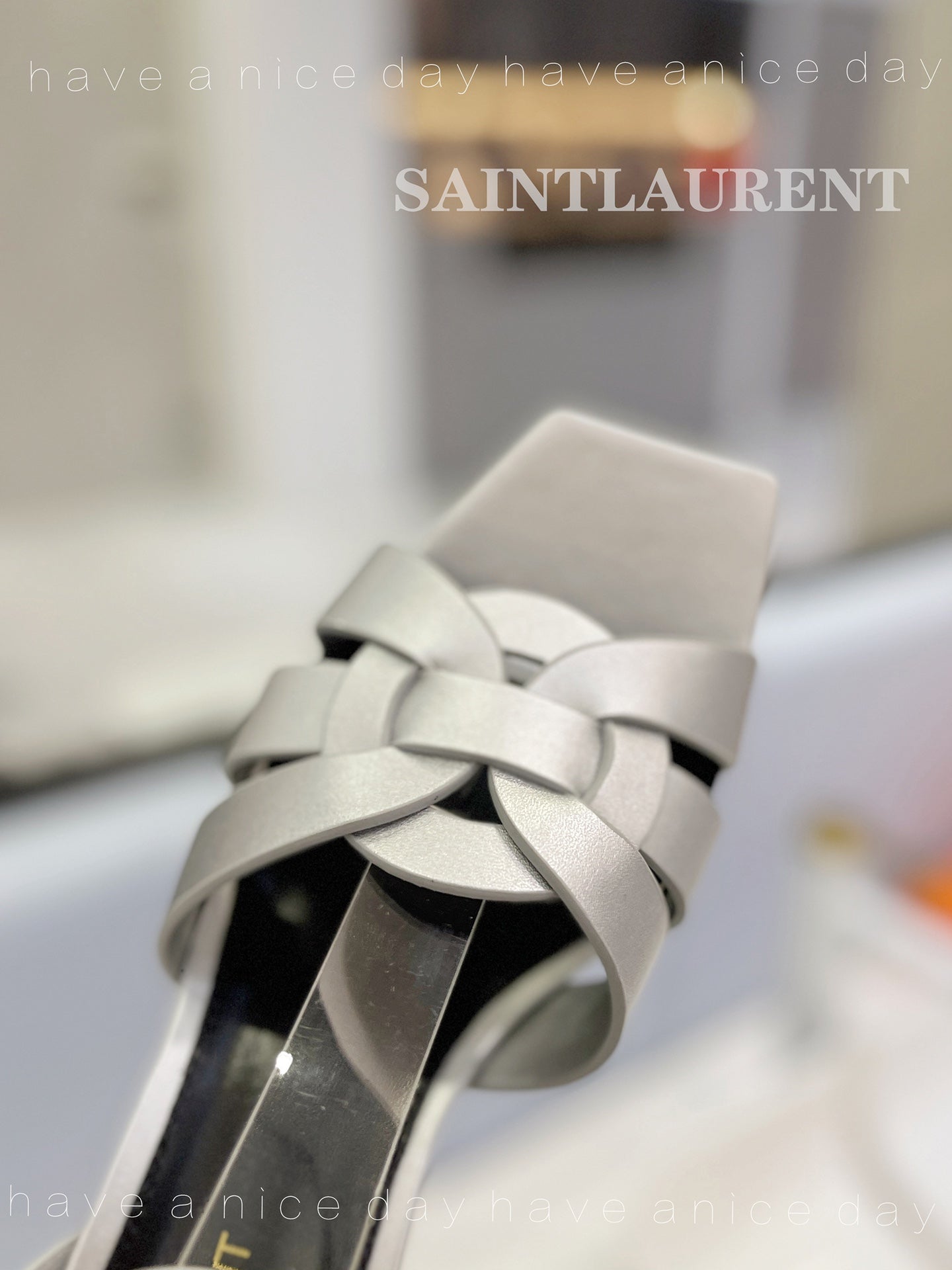 SL TRIBUTE SANDAL SILVER CALFSKIN