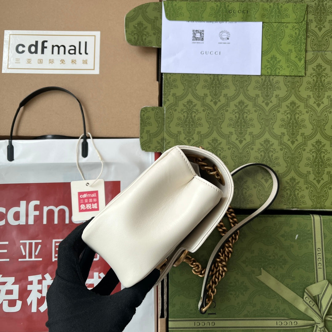 gg marmont mini 18cm white calfskin gold hardware