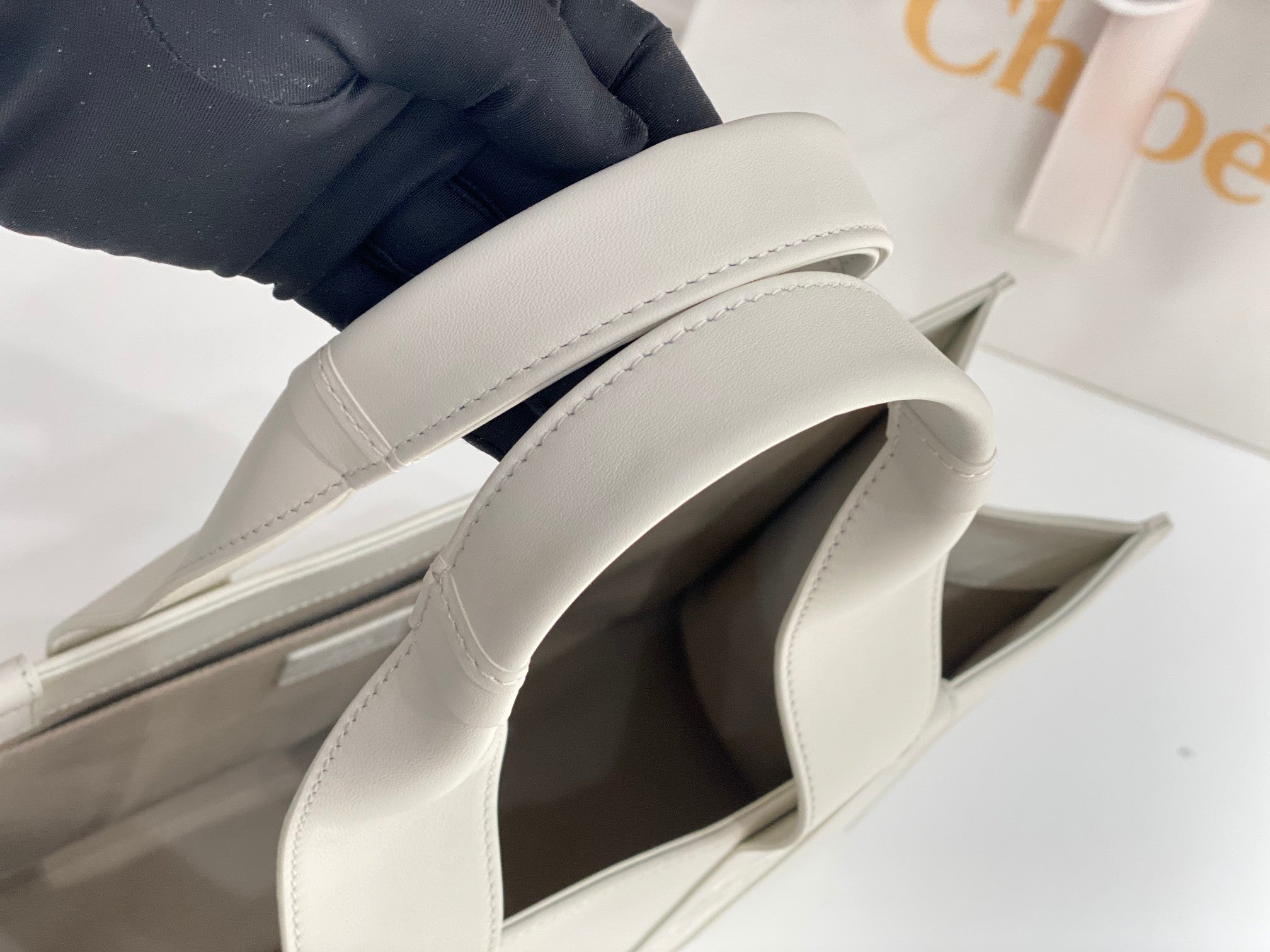 Chloé Woody tote bag white calfskin 531226
