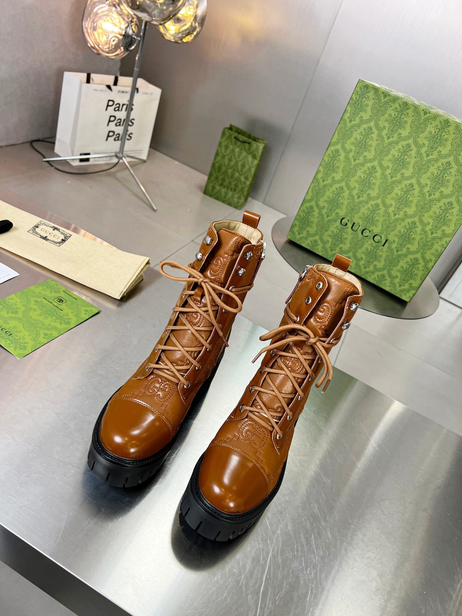 GG ankle boots camel black cowhide 397799