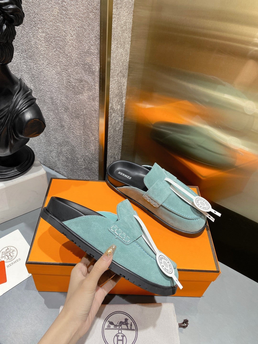 HM Men's Go Mule Sky Blue Suede 686720