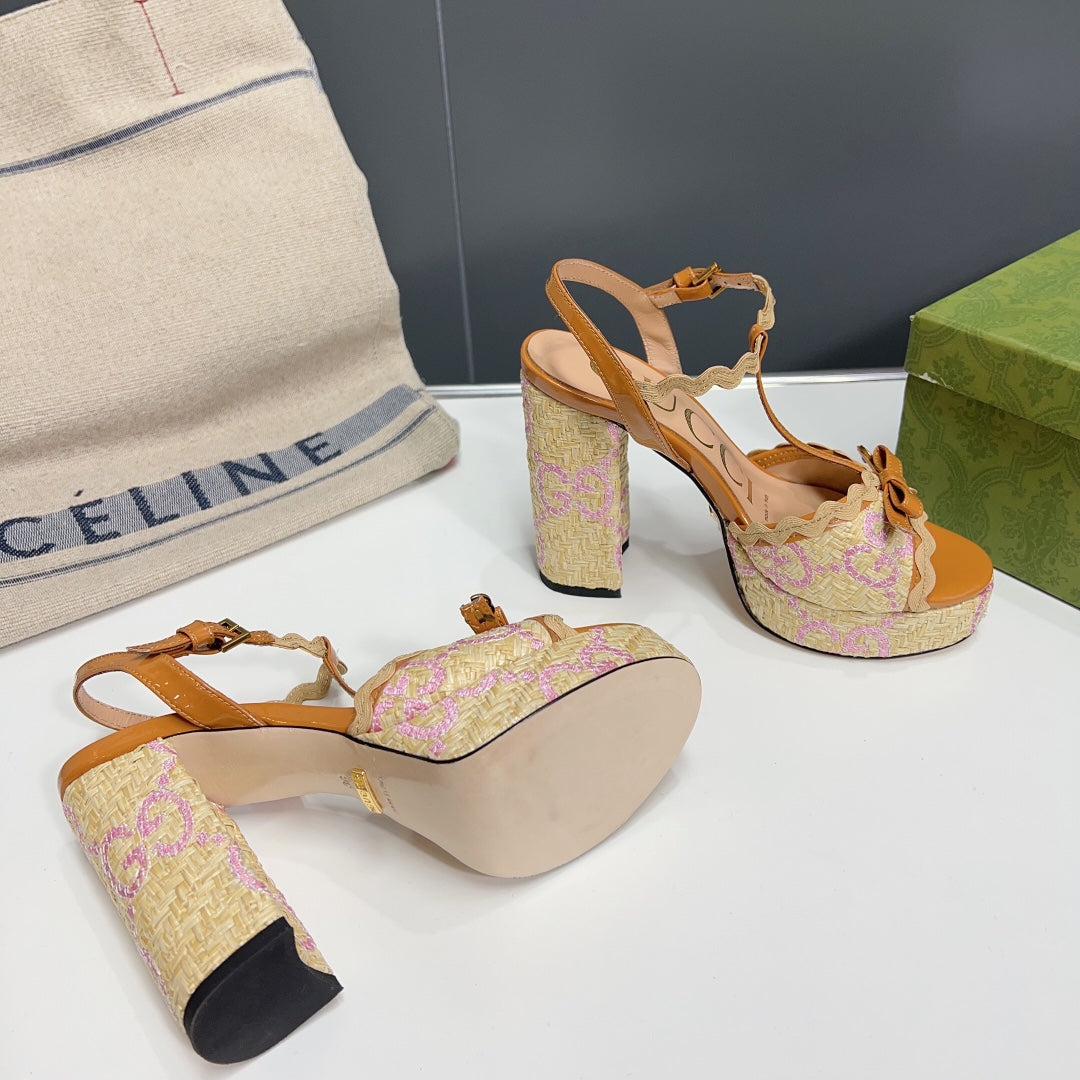 GG 105 HIGH HEEL SANDAL AMBER STRAW