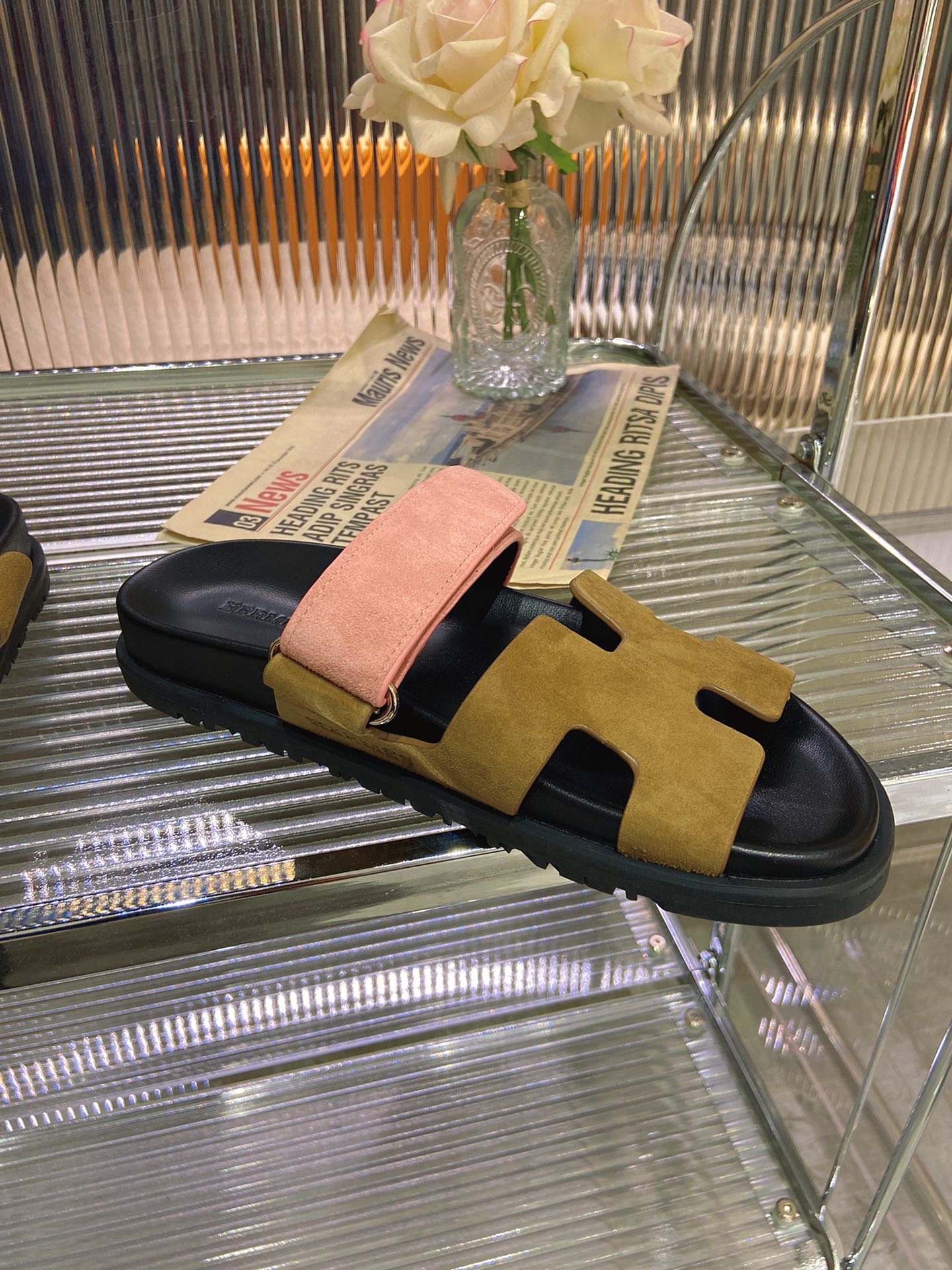 CHYPRE SANDAL ARMY MIX LIGHT PINK SUEDE