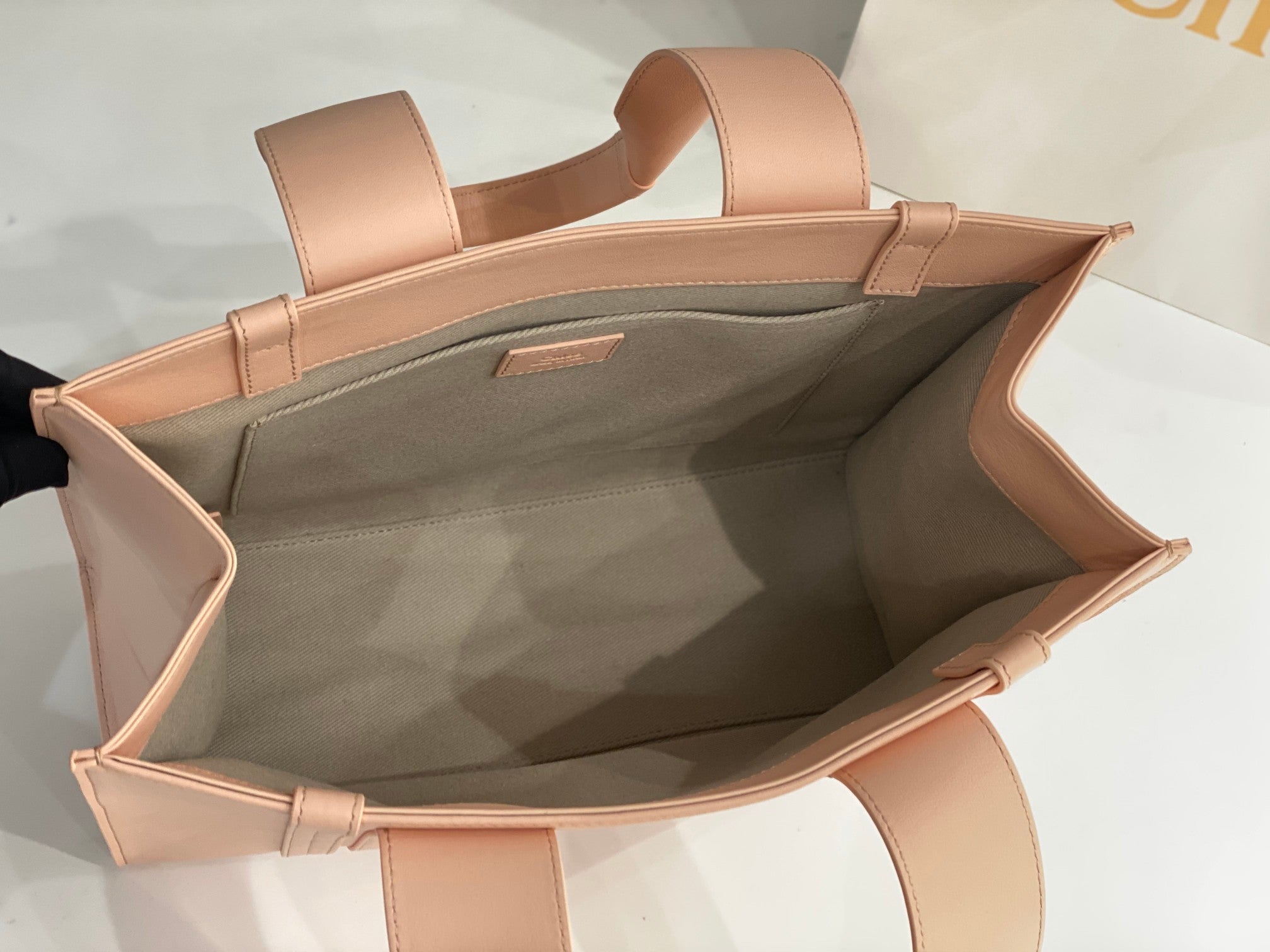 Chloé Woody tote bag pink calfskin 531241