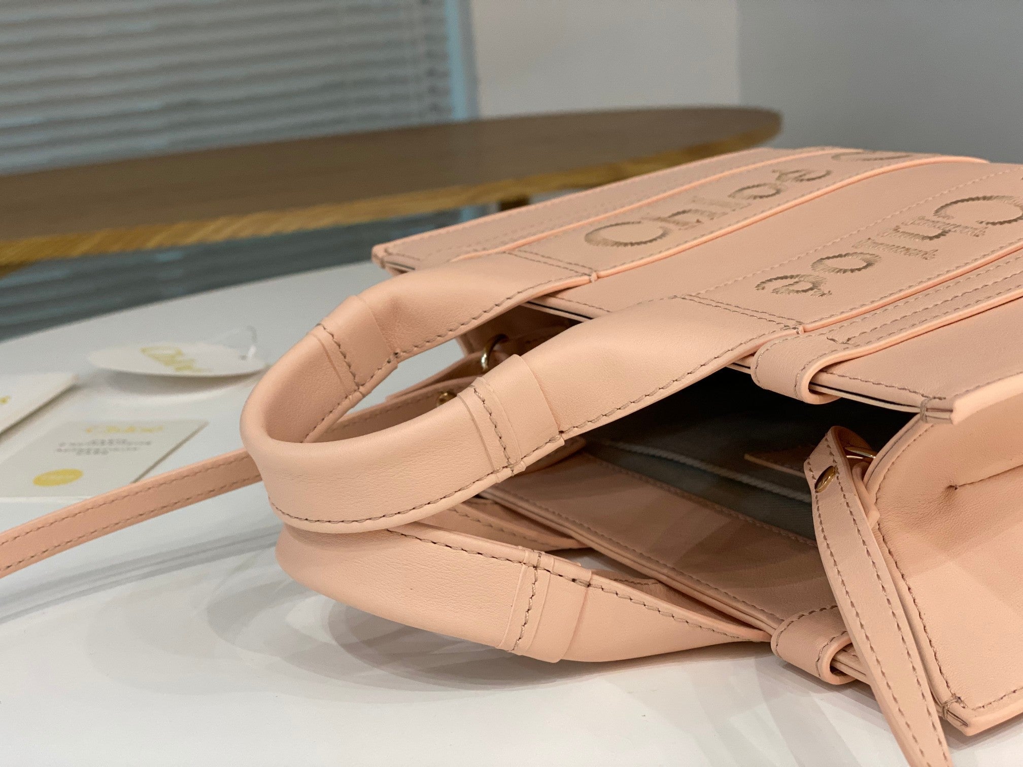 Chloé Woody small tote bag pink calfskin