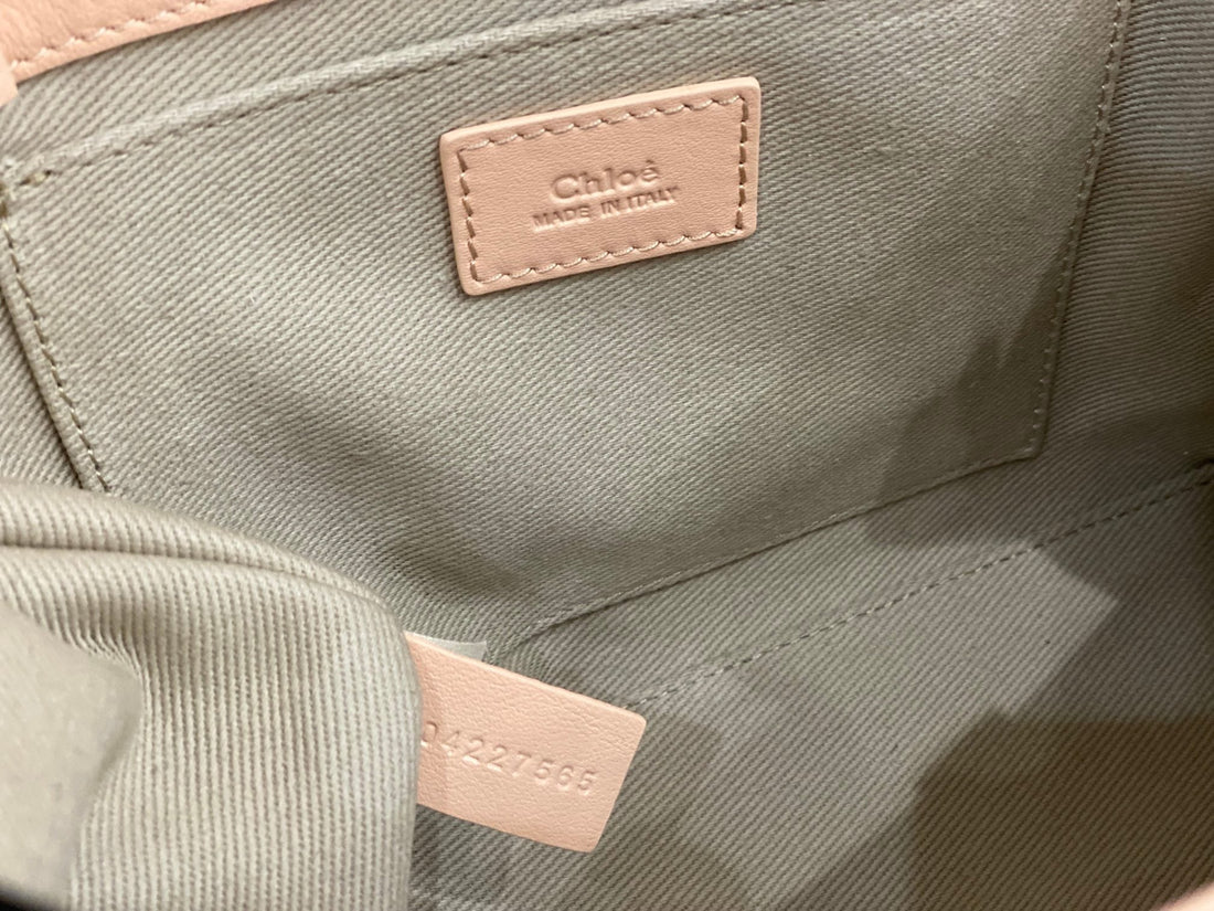 Chloé Woody small tote bag pink calfskin