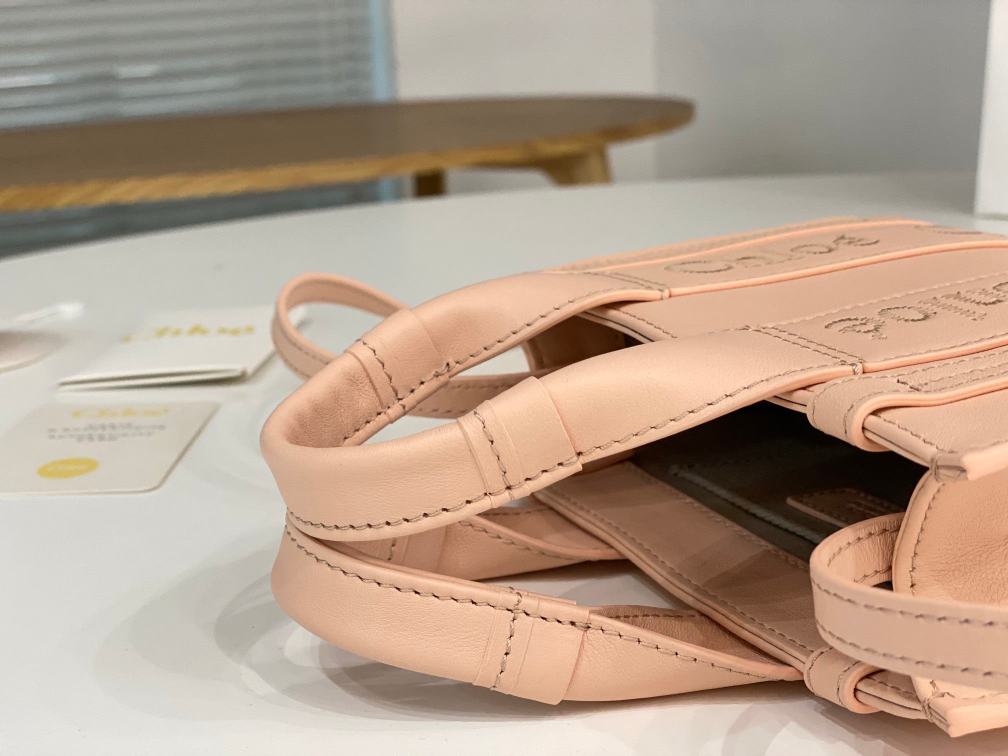 Chloé Woody mini tote bag pink calfskin