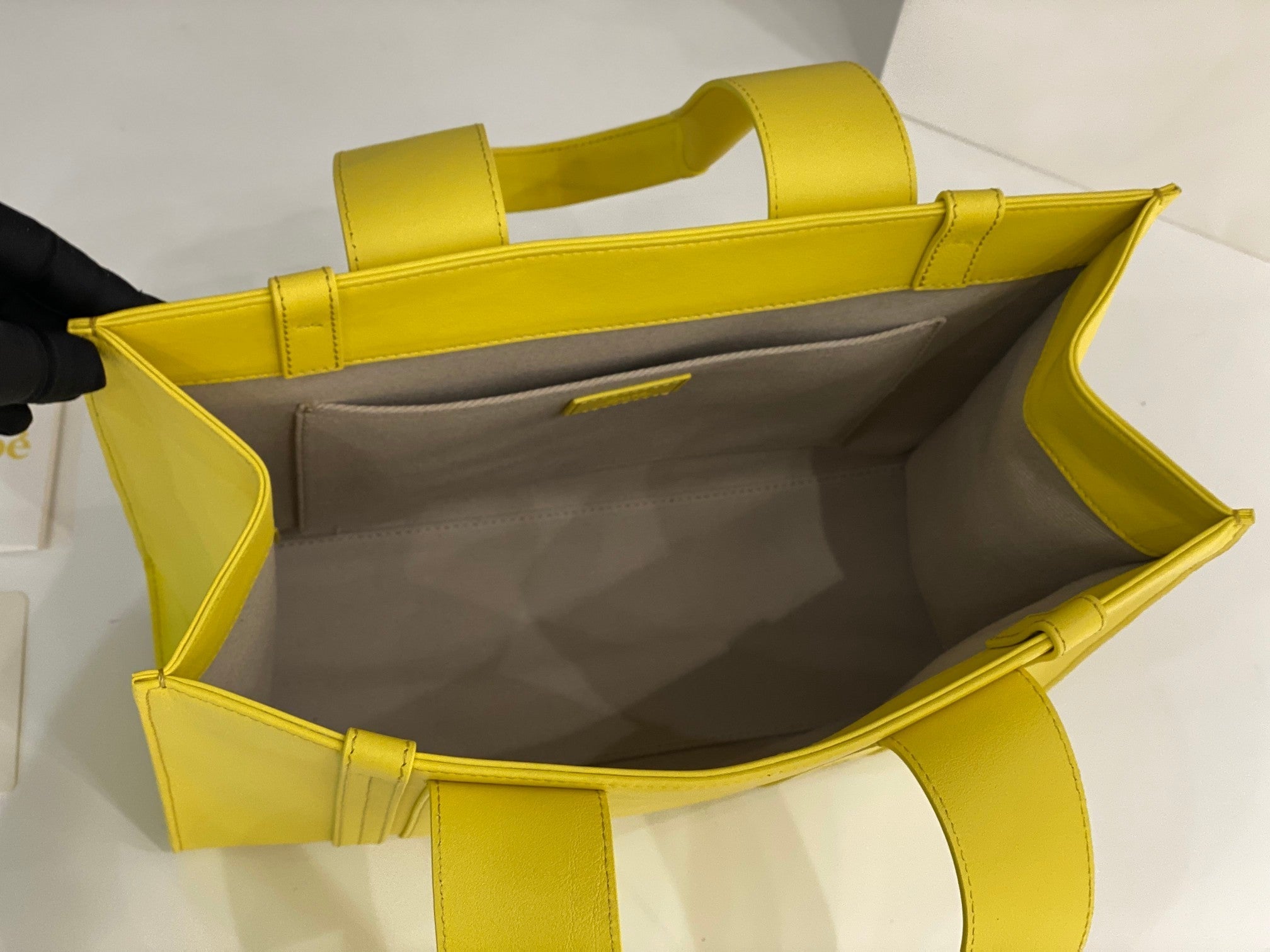 Chloé Woody tote bag yellow calfskin