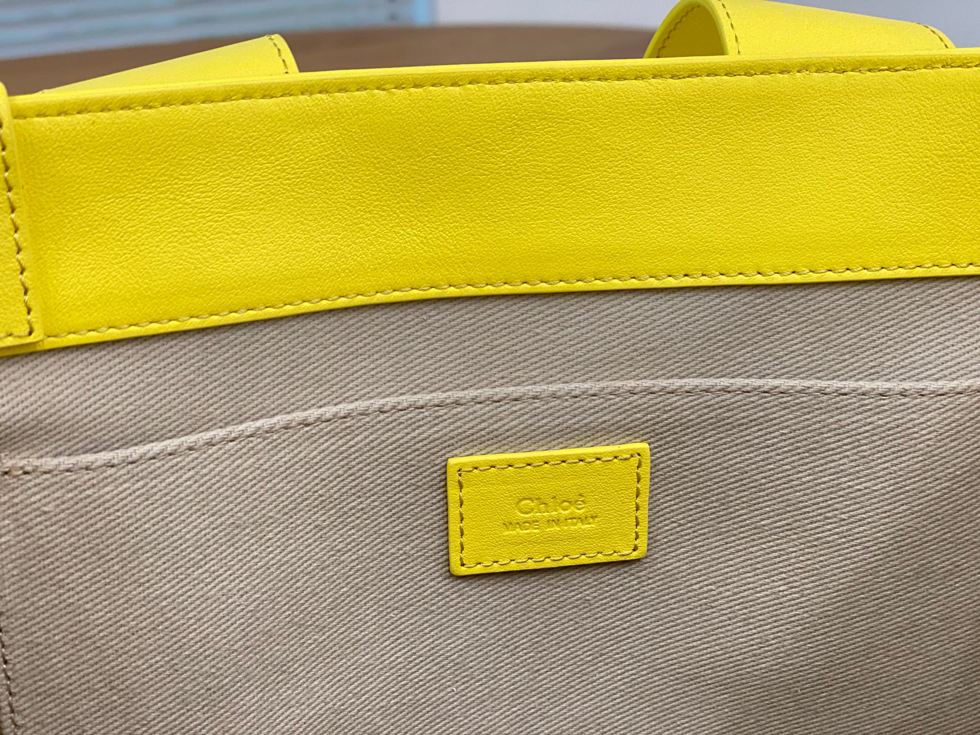 Chloé Woody tote bag yellow calfskin