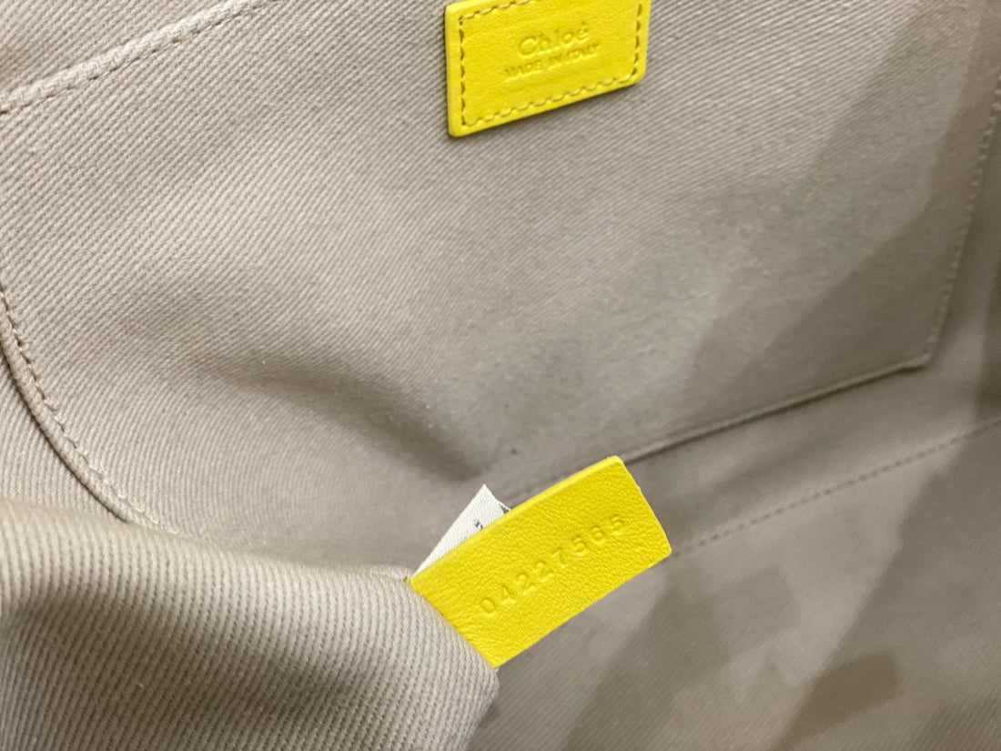 Chloé Woody tote bag yellow calfskin