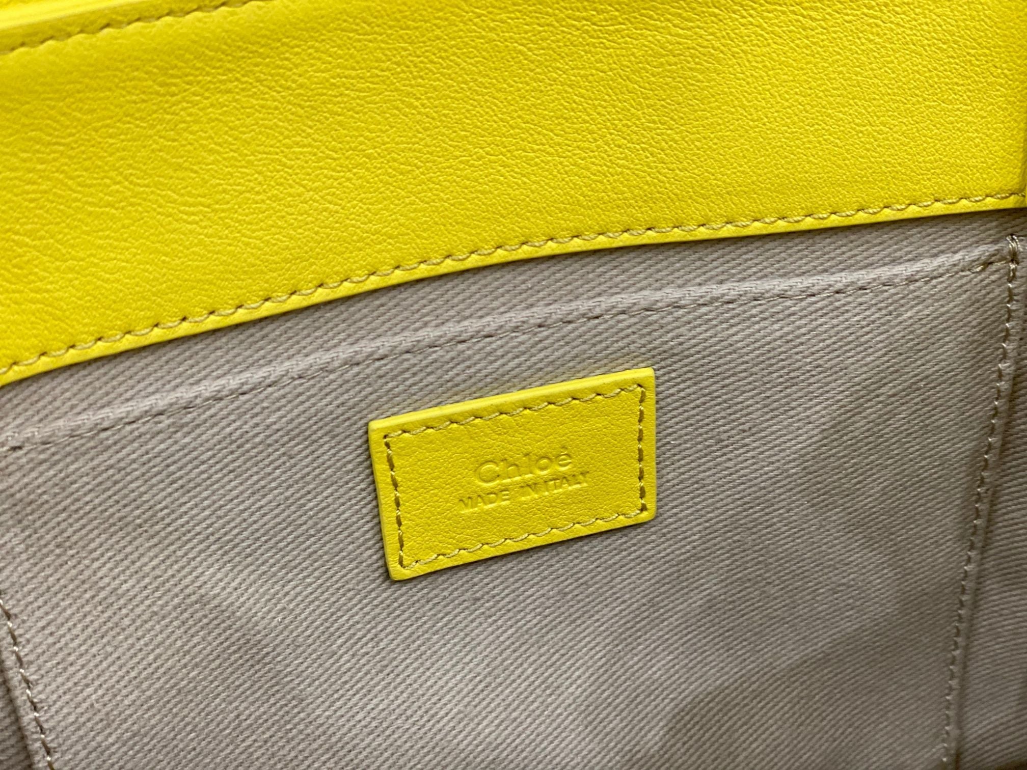 Chloé Woody small tote bag yellow calfskin