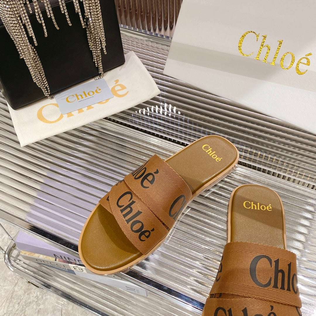 CHLOE WOODY SLIPPER IN CIDER BROWN CANVAS