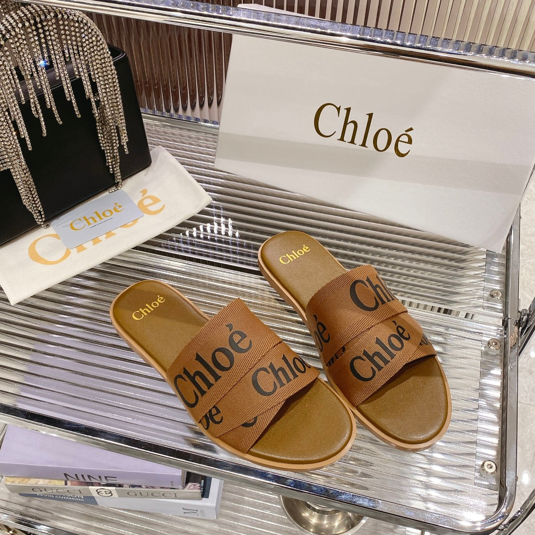 CHLOE WOODY SLIPPER IN CIDER BROWN CANVAS