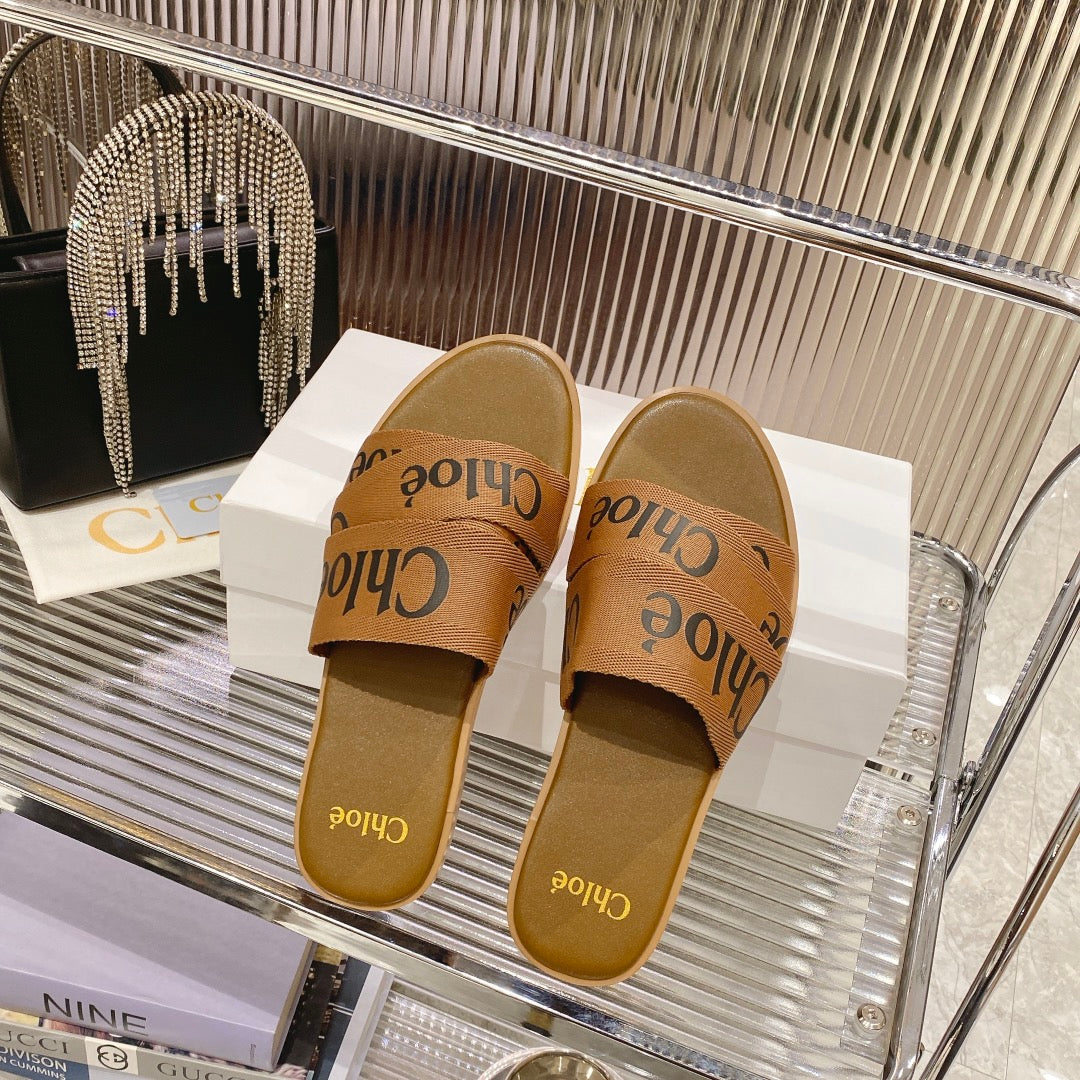 CHLOE WOODY SLIPPER IN CIDER BROWN CANVAS