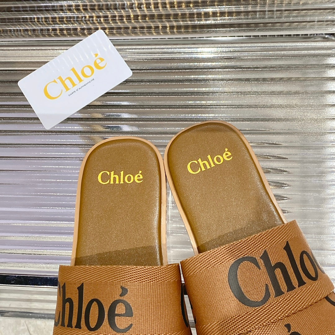 CHLOE WOODY SLIPPER IN CIDER BROWN CANVAS