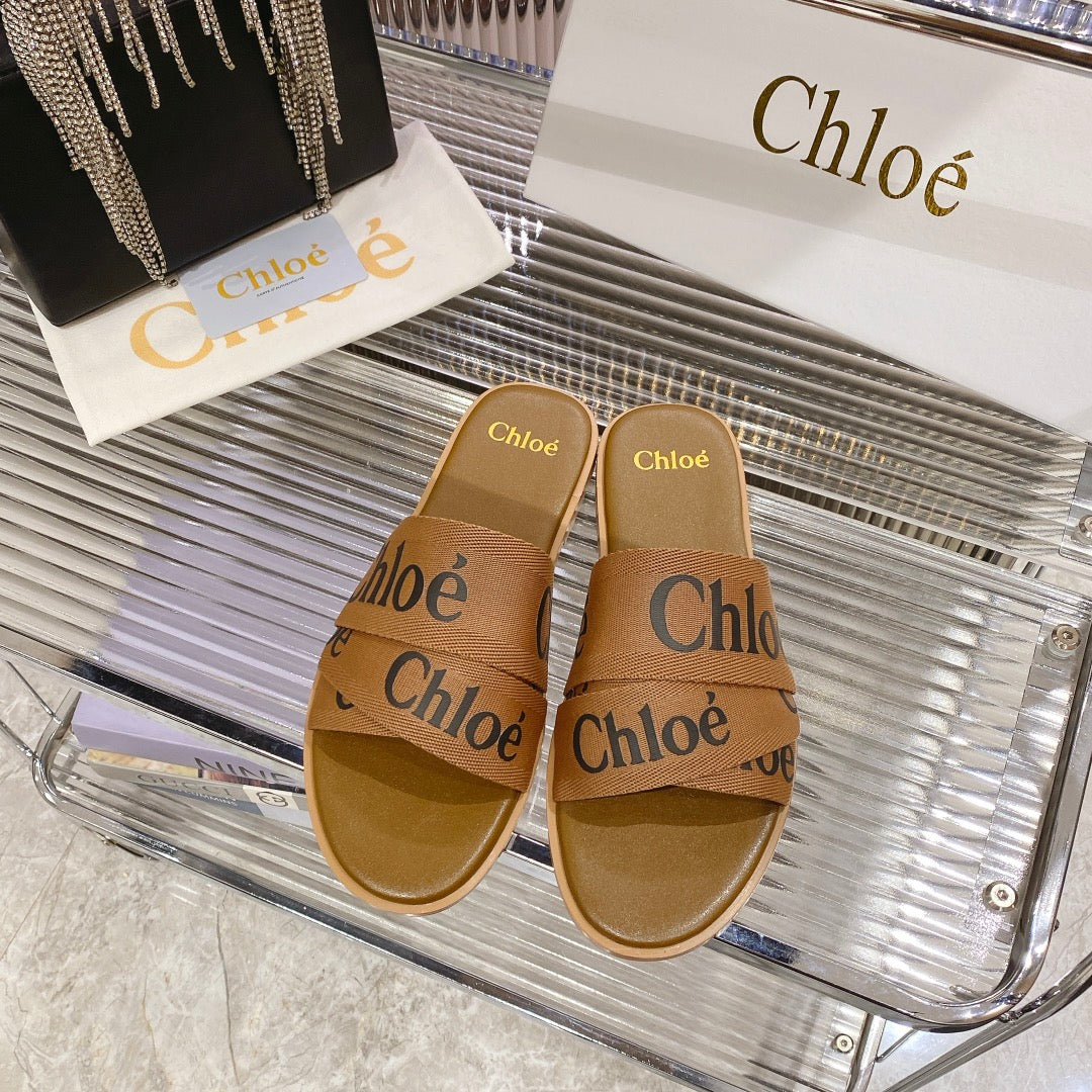 CHLOE WOODY SLIPPER IN CIDER BROWN CANVAS