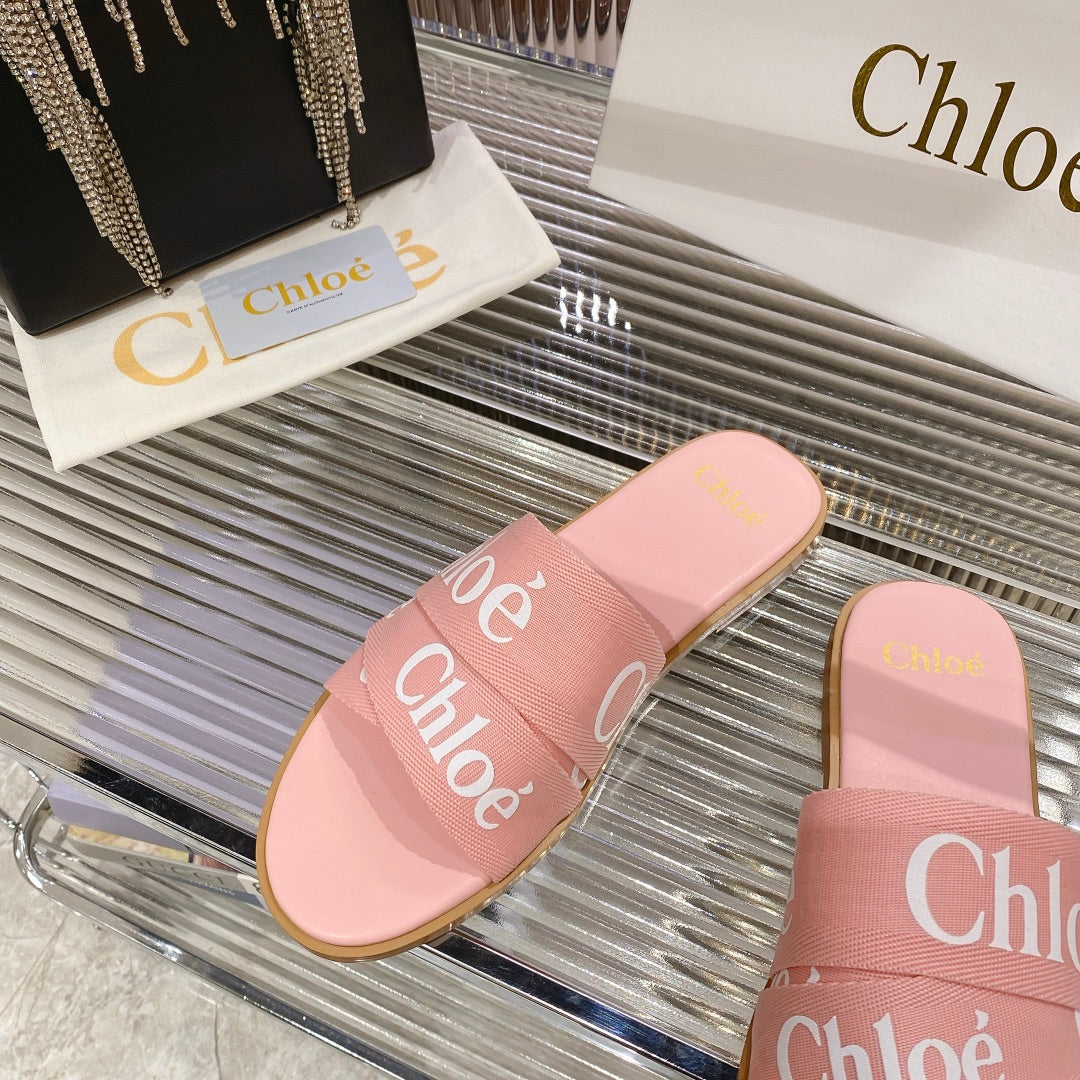 CHLOE WOODY SLIPPER IN ROSE PINK CANVAS