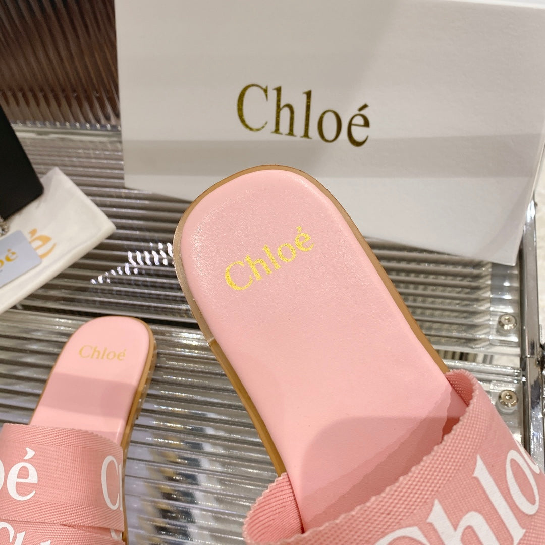 CHLOE WOODY SLIPPER IN ROSE PINK CANVAS