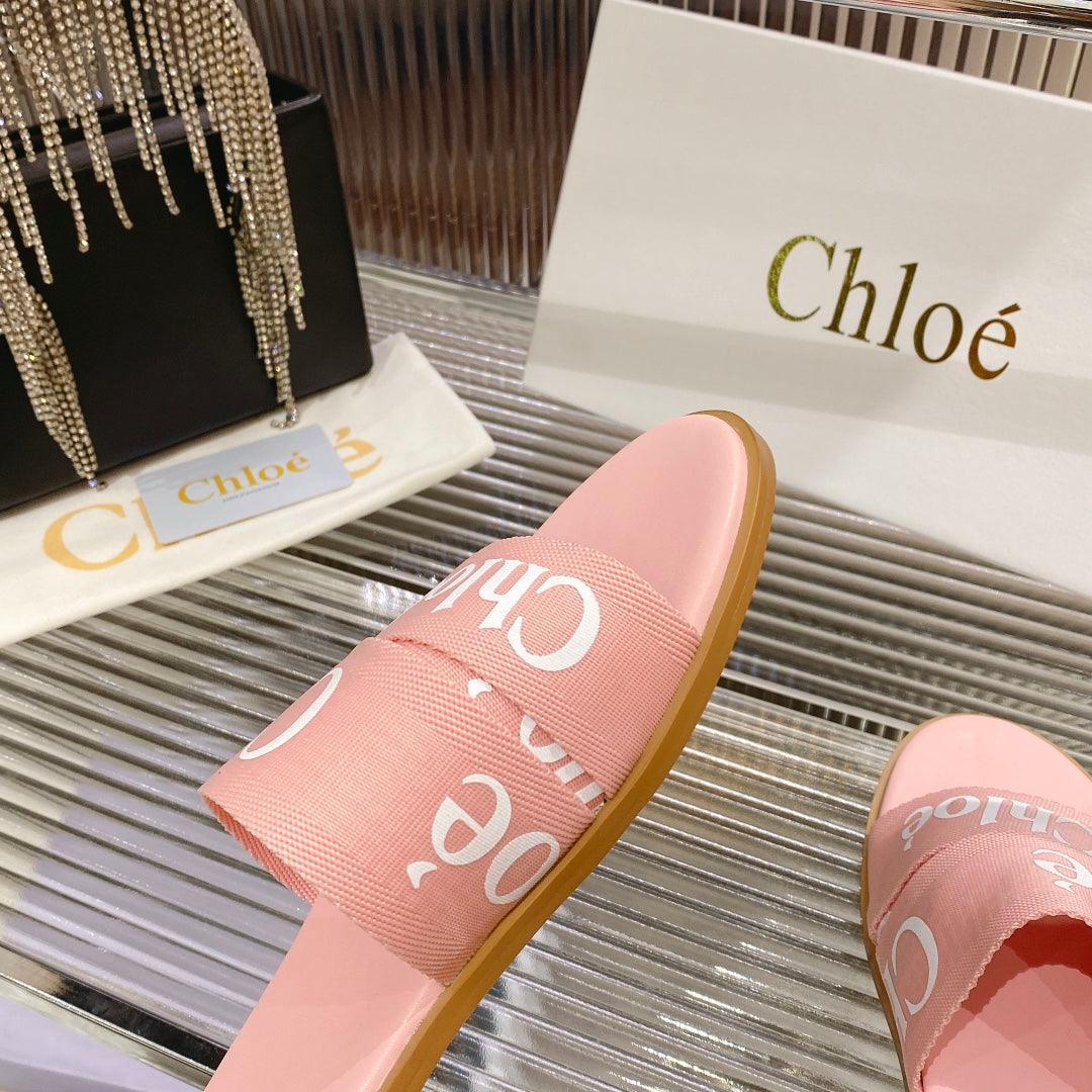 CHLOE WOODY SLIPPER IN ROSE PINK CANVAS