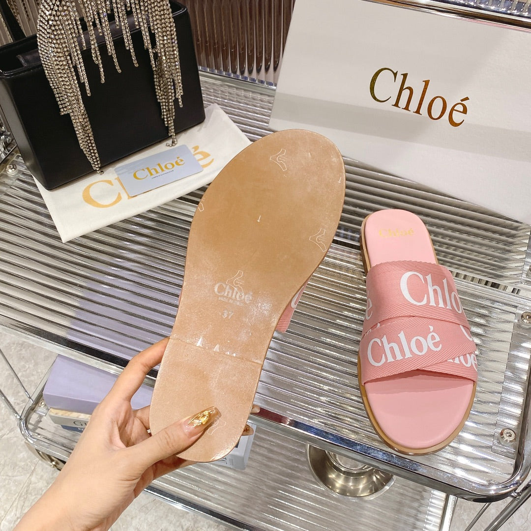 CHLOE WOODY SLIPPER IN ROSE PINK CANVAS