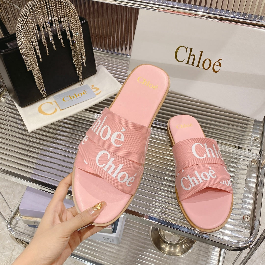 CHLOE WOODY SLIPPER IN ROSE PINK CANVAS