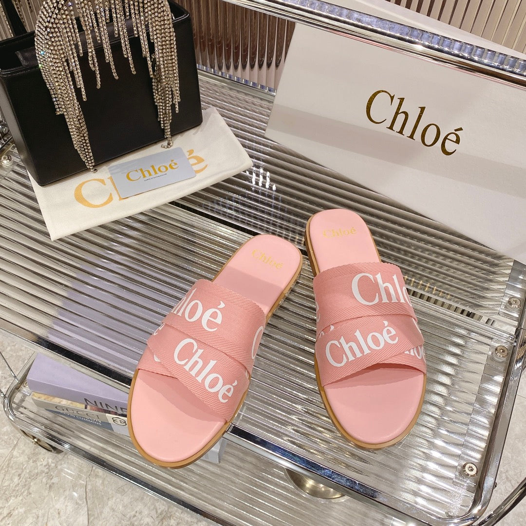 CHLOE WOODY SLIPPER IN ROSE PINK CANVAS
