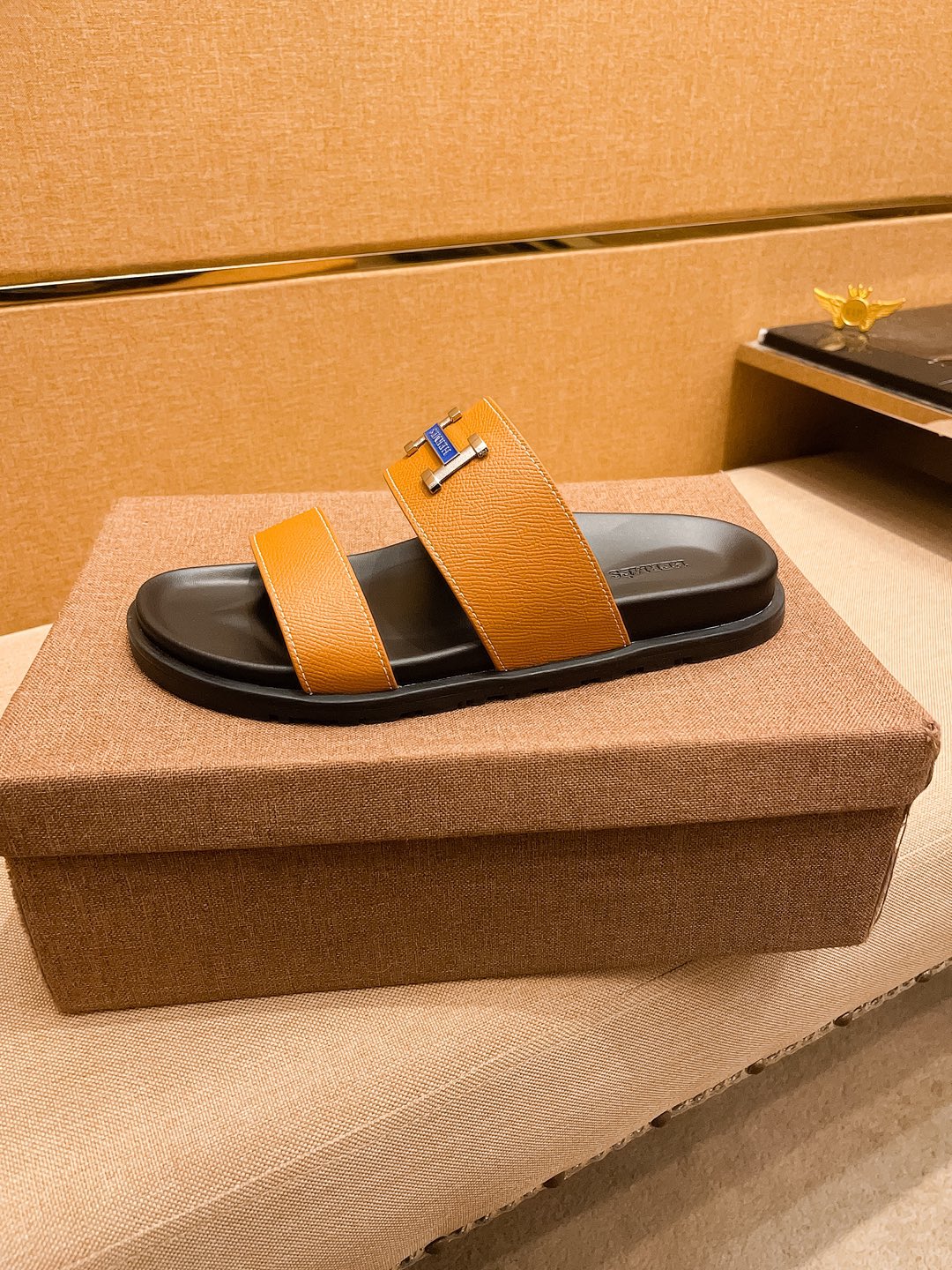 HM Men's Slide Orange Cowhide 602329