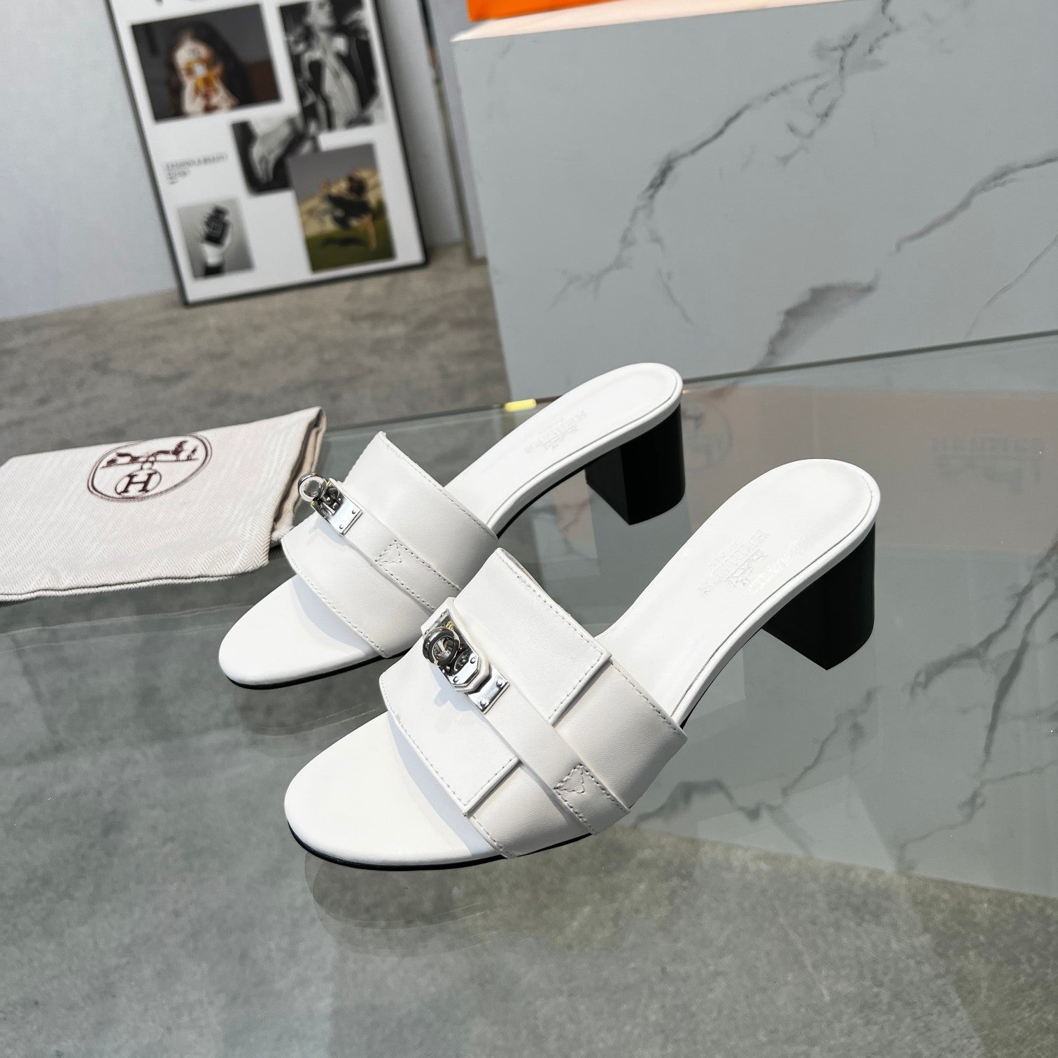 Gigi 50 Sandal White Calfskin