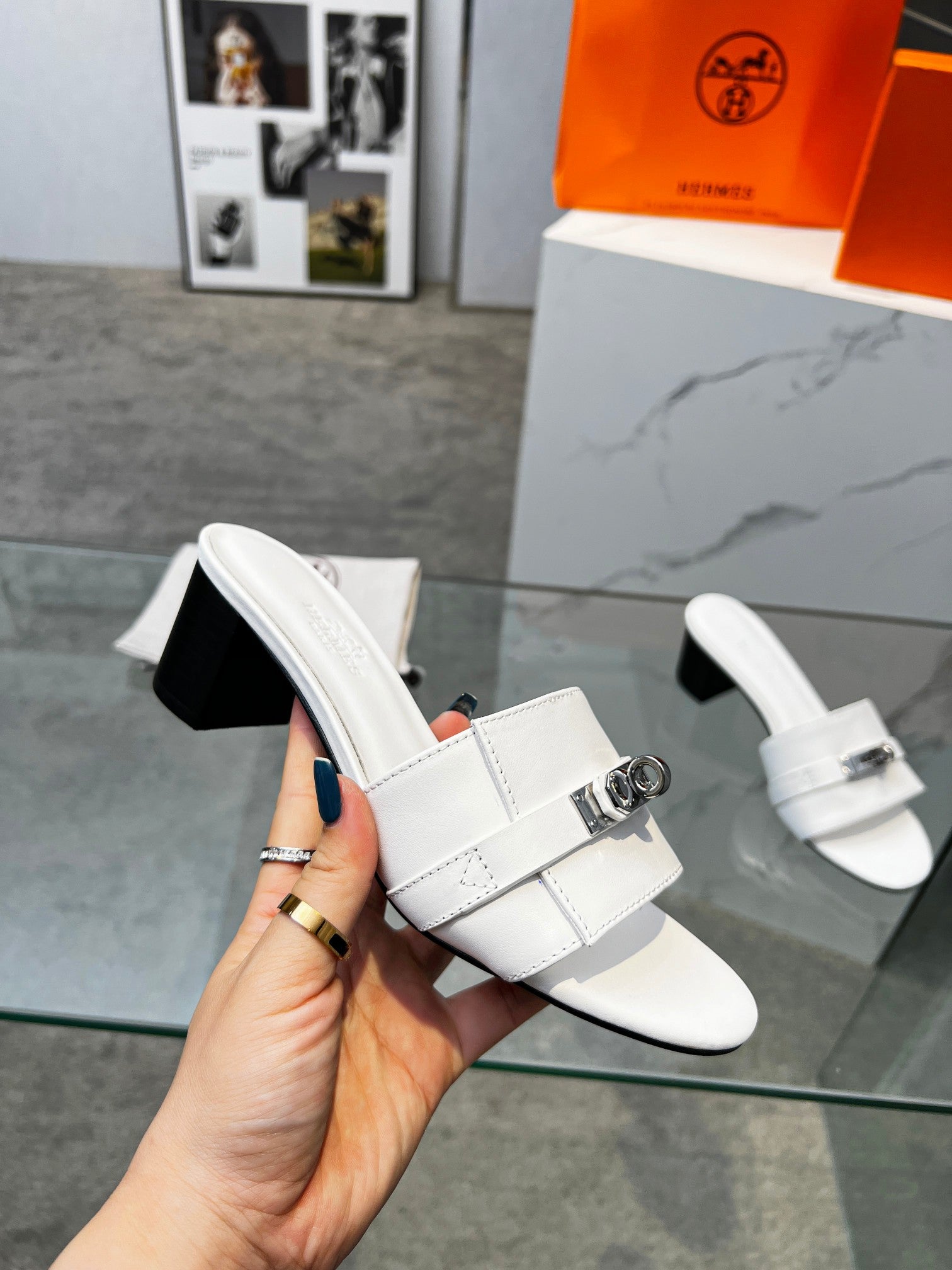 Gigi 50 Sandal White Calfskin