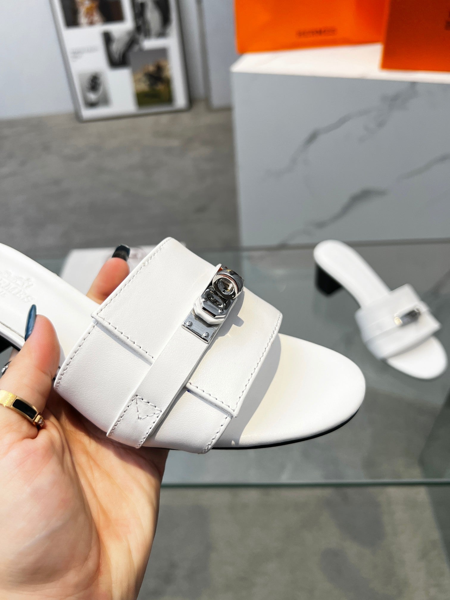 Gigi 50 Sandal White Calfskin