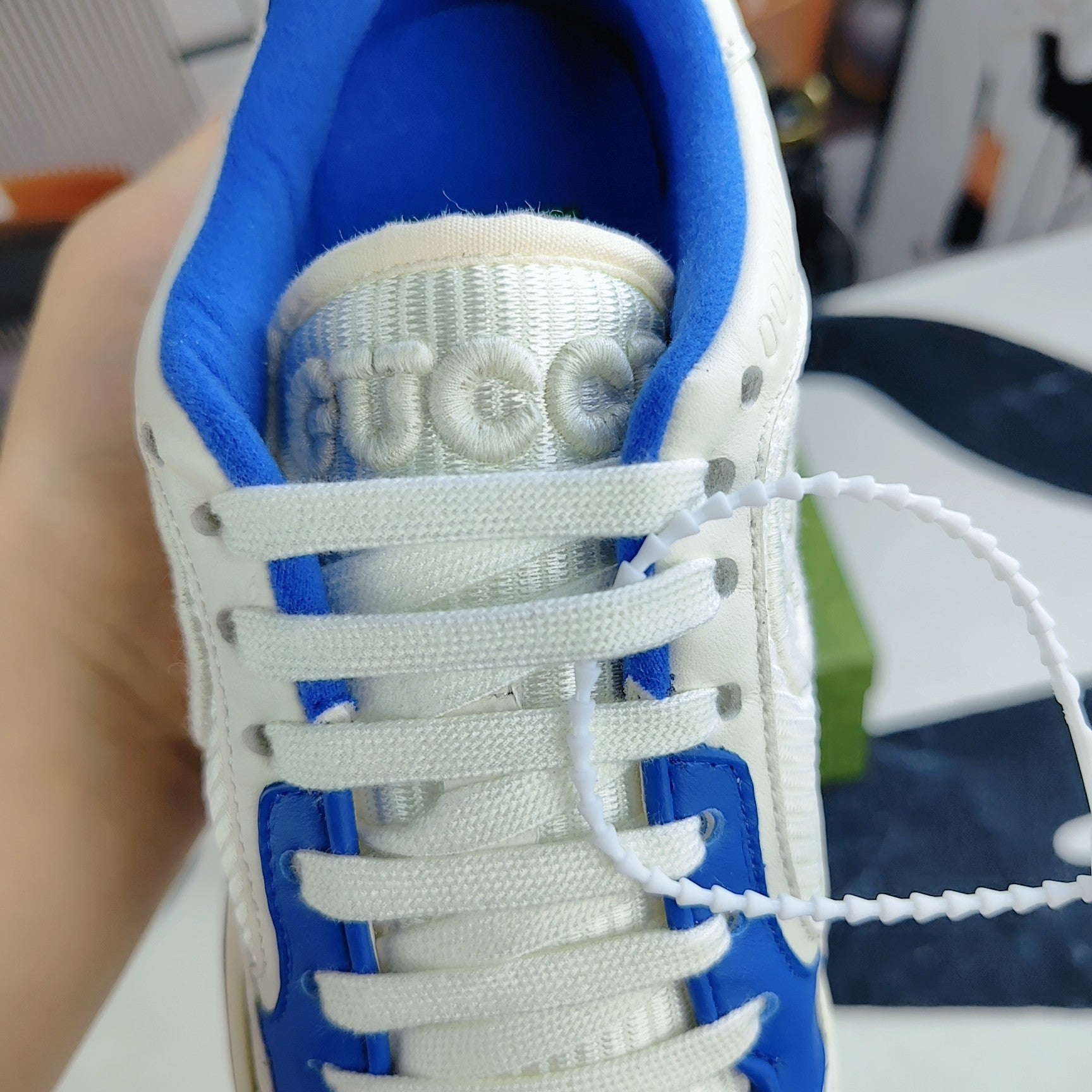 GG Men's MAC80 Sneaker White Blue Cowhide 523622