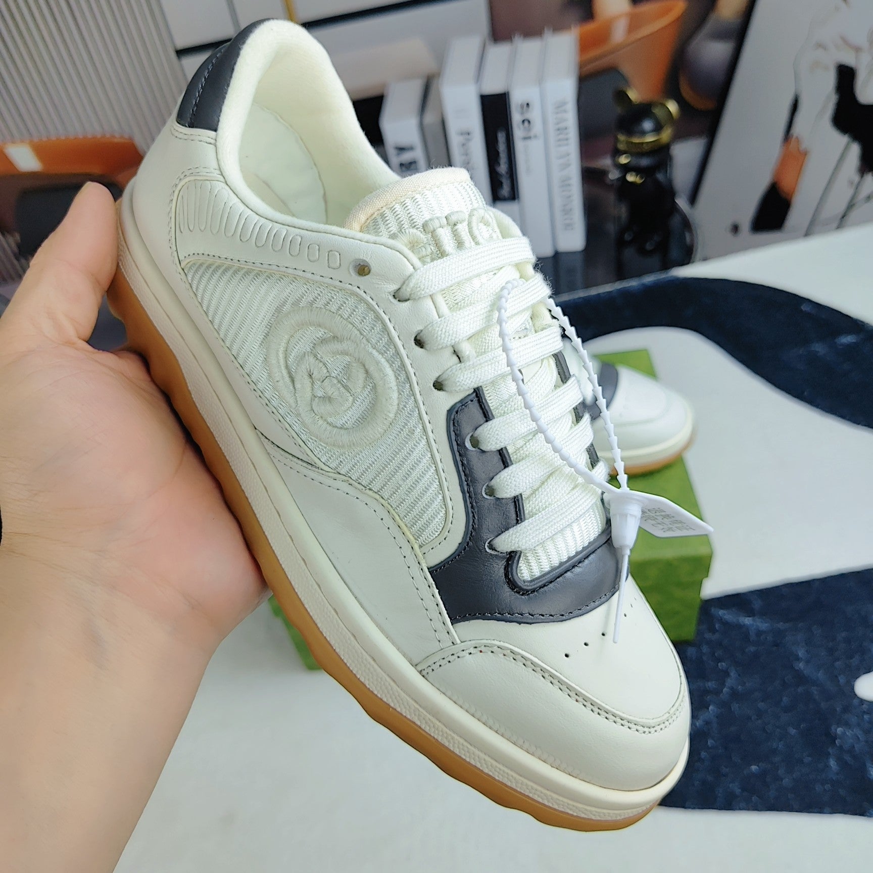 GG Men's MAC80 Sneaker White Grey Cowhide 523624