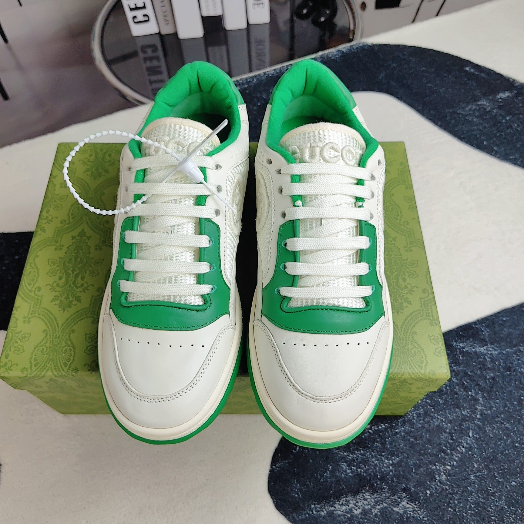 GG Men's MAC80 Sneaker White Green Cowhide 523618