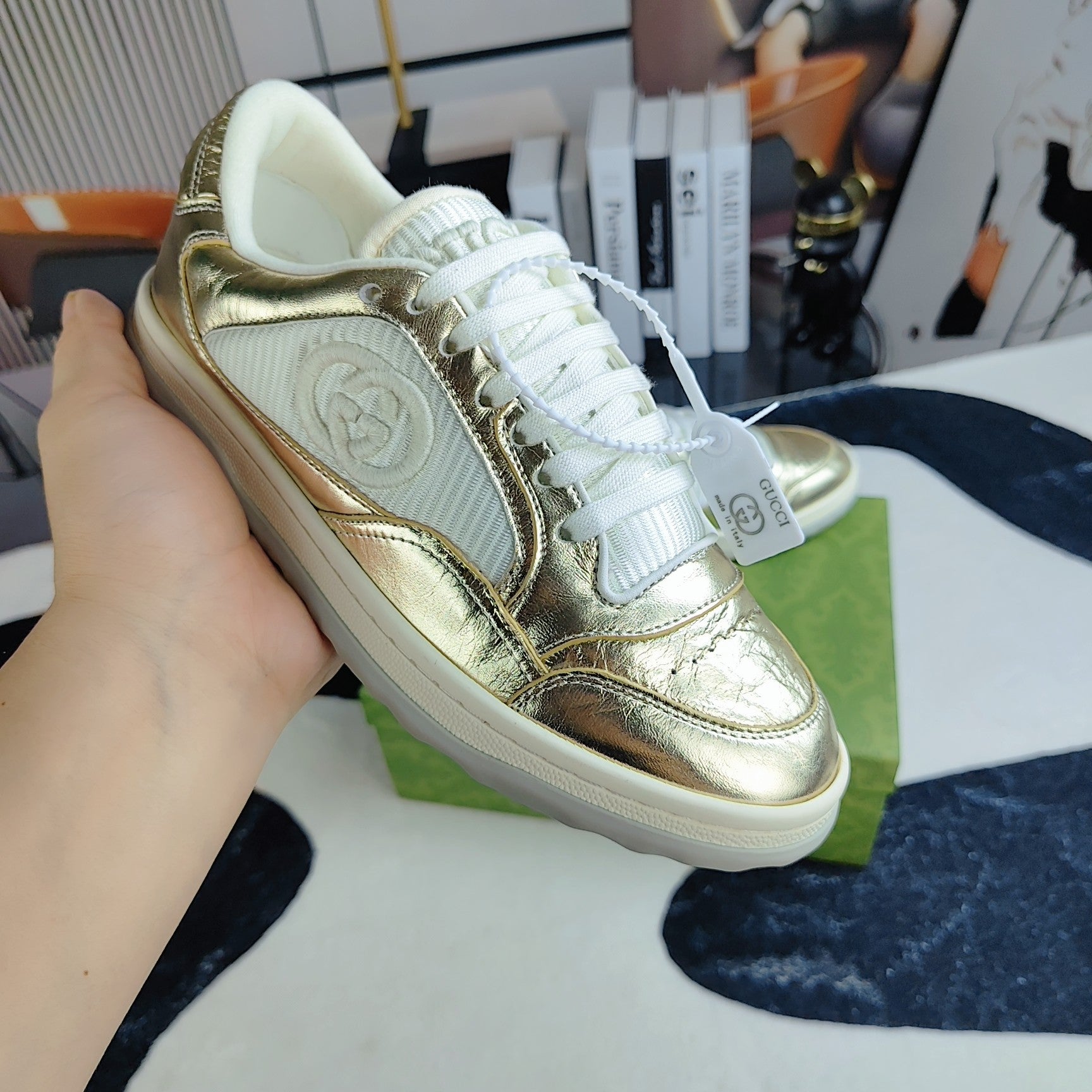 GG Men's MAC80 Sneaker Gold Cowhide 523617