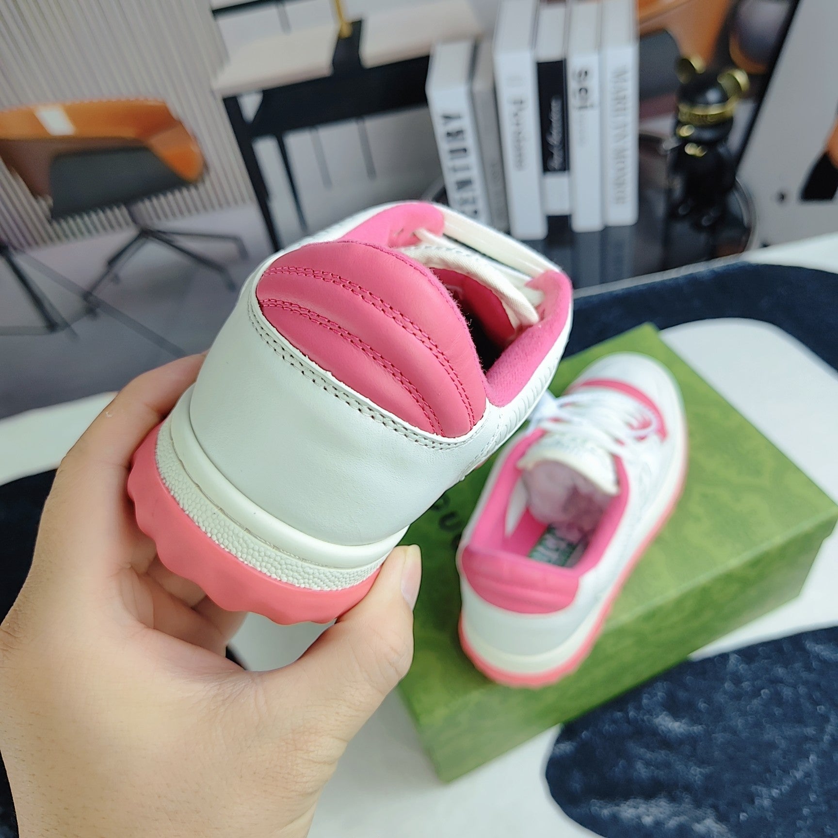 GG Men's MAC80 Sneaker White Pink Cowhide 523615