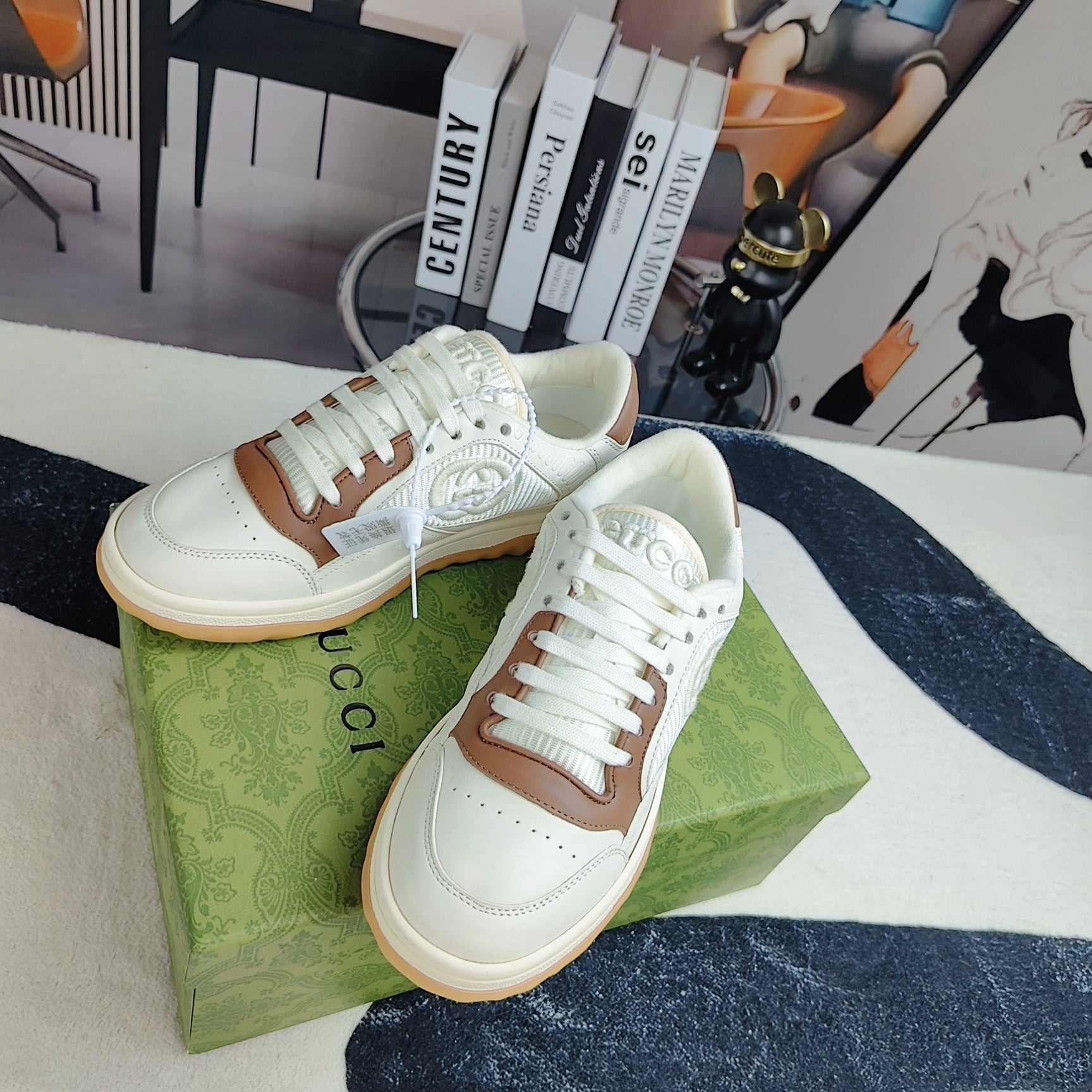 GG Men's MAC80 Sneaker White Brown Cowhide 523621