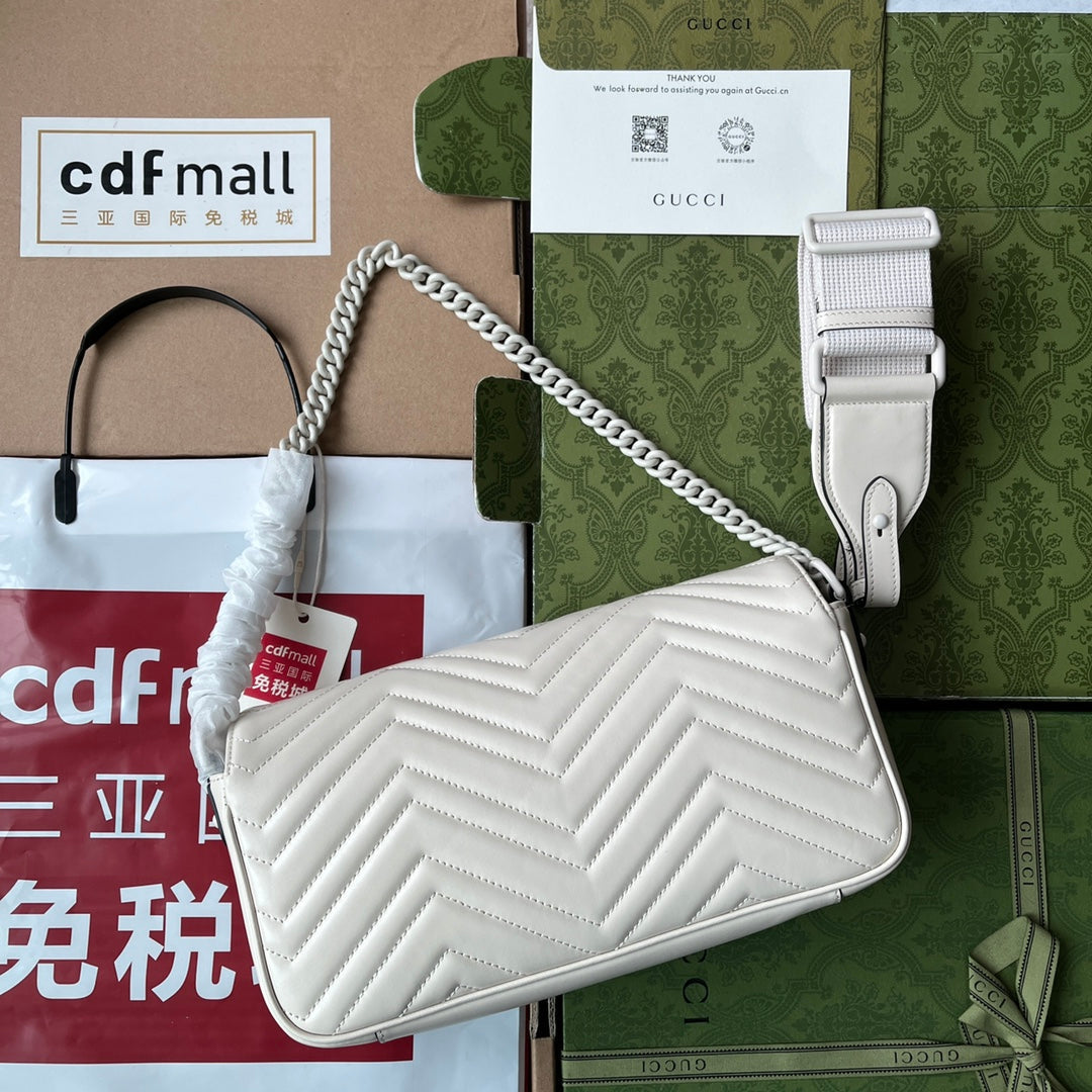 gg marmont 26cm all white calfskin