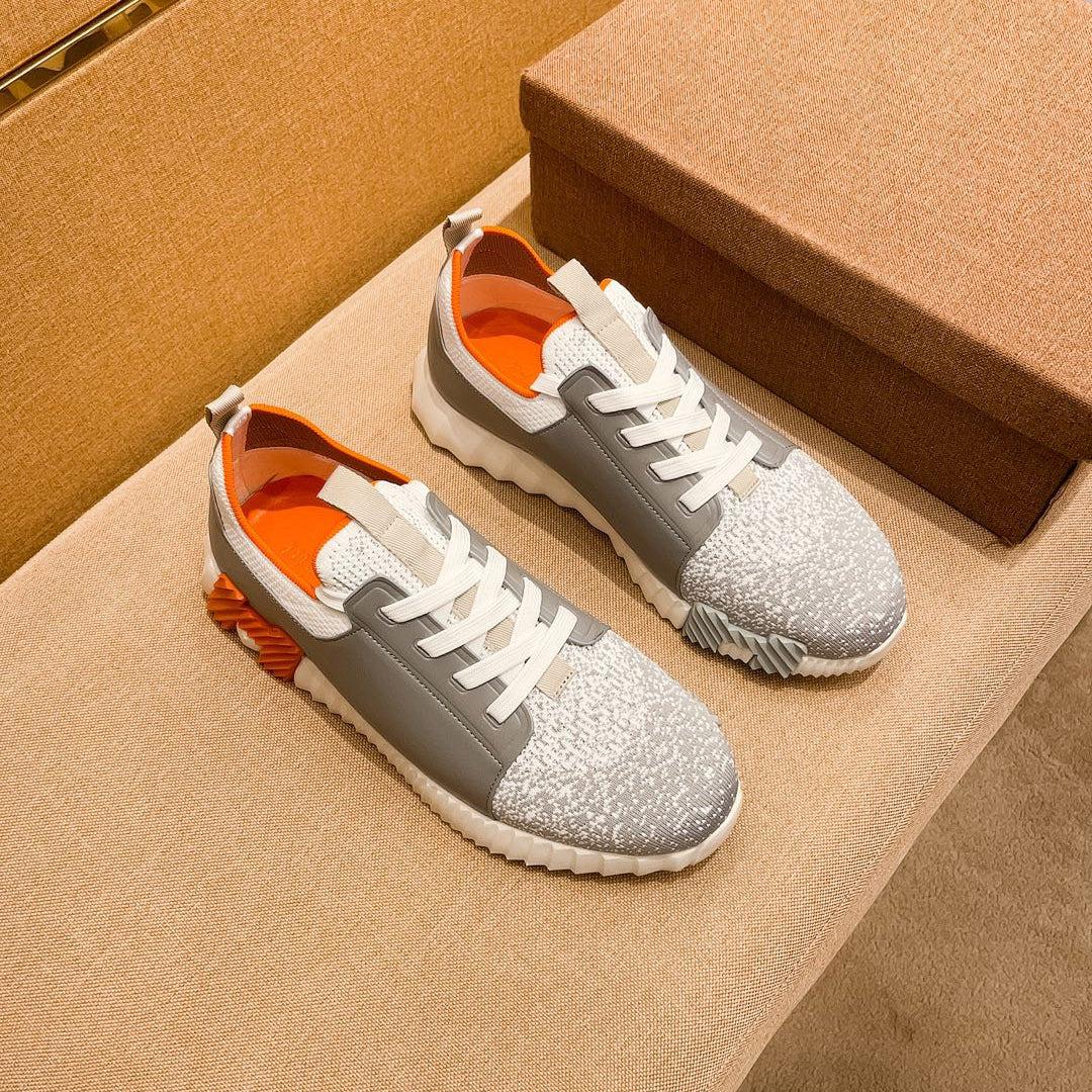 HM Men's Depart Slip-on Sneaker Grey Knit Cowhide 263682