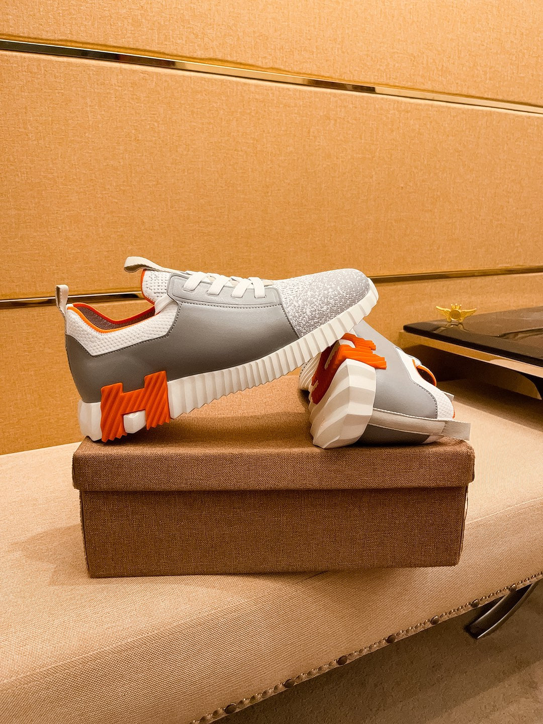 HM Men's Depart Slip-on Sneaker Grey Knit Cowhide 263682