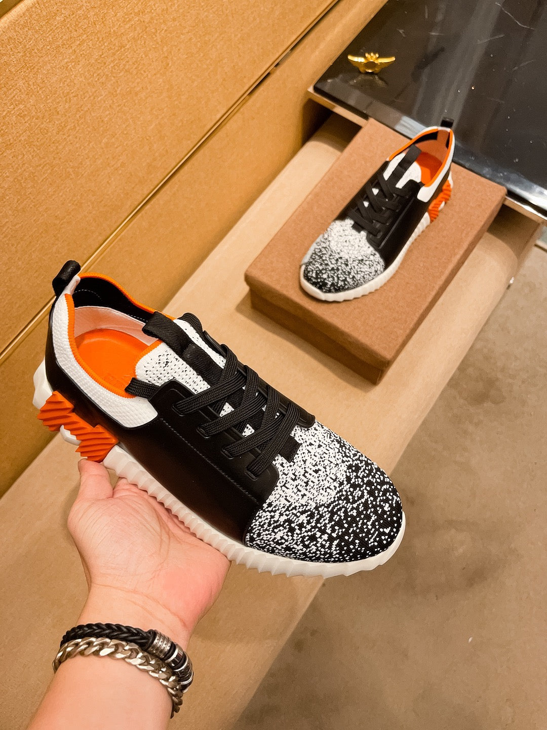 HM Men's Depart Slip-on Sneaker Black Cowhide 920356