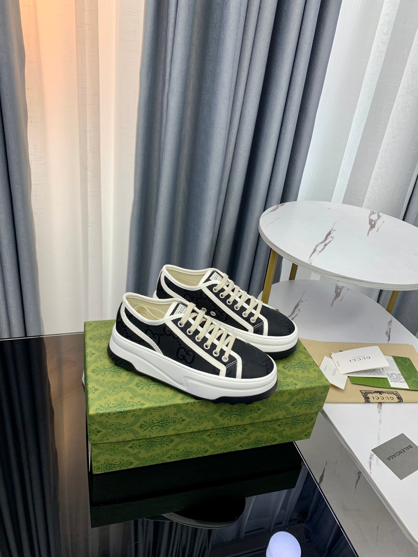 GG SNEAKER FLATFORM BLACK CANVAS