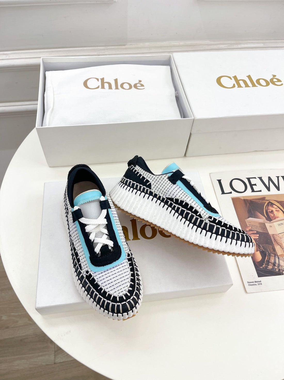 CHLOE NAMA SNEAKER IN BLACK MIX COLORFUL SPECIAL FABRIC