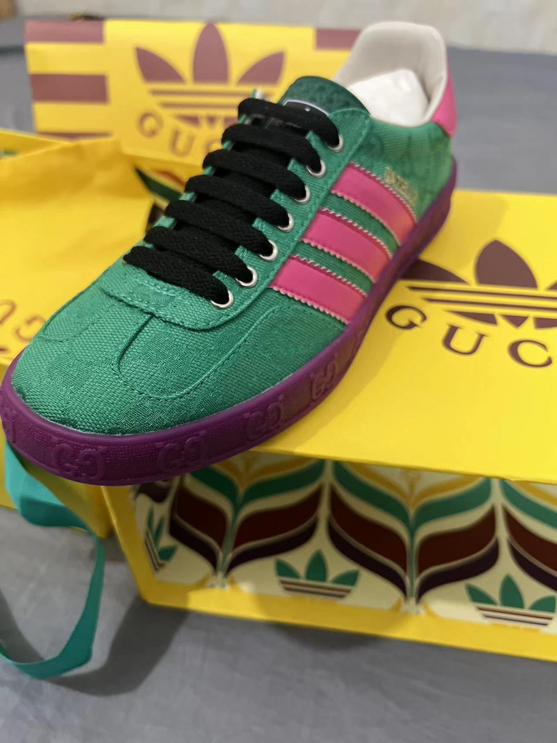 GG Sneaker Green Purple Monogram Canvas