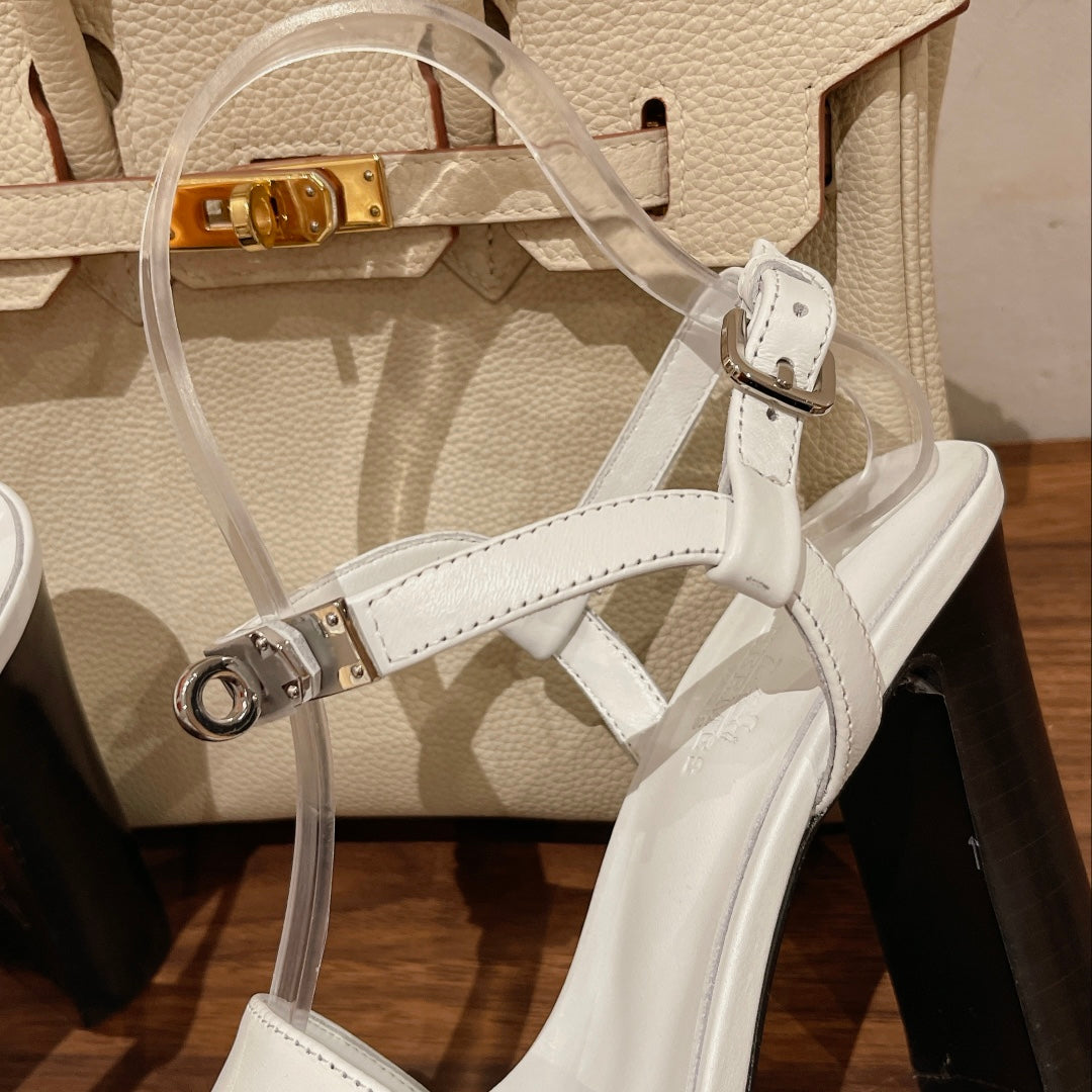GLAM SANDAL 110 WHITE LAMBSKIN