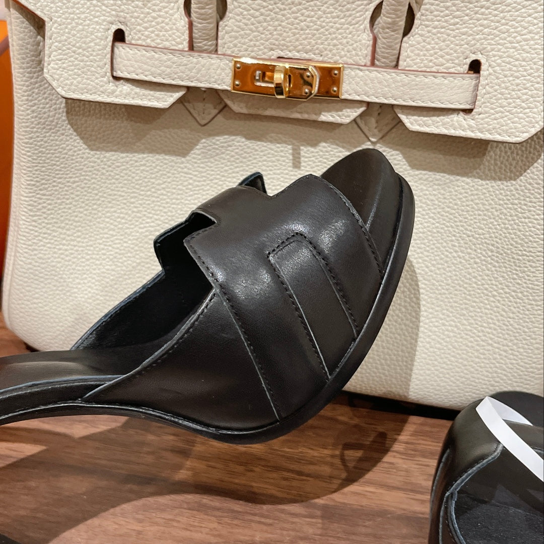 H - CLASSIC SANDAL 125 BLACK LAMBSKIN