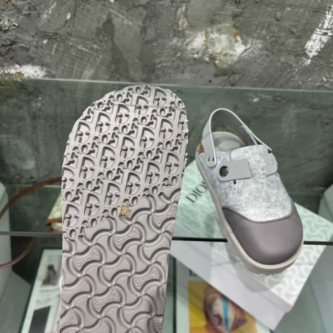 CD x Birkenstock Tokio Mule Grey White Felt Coth