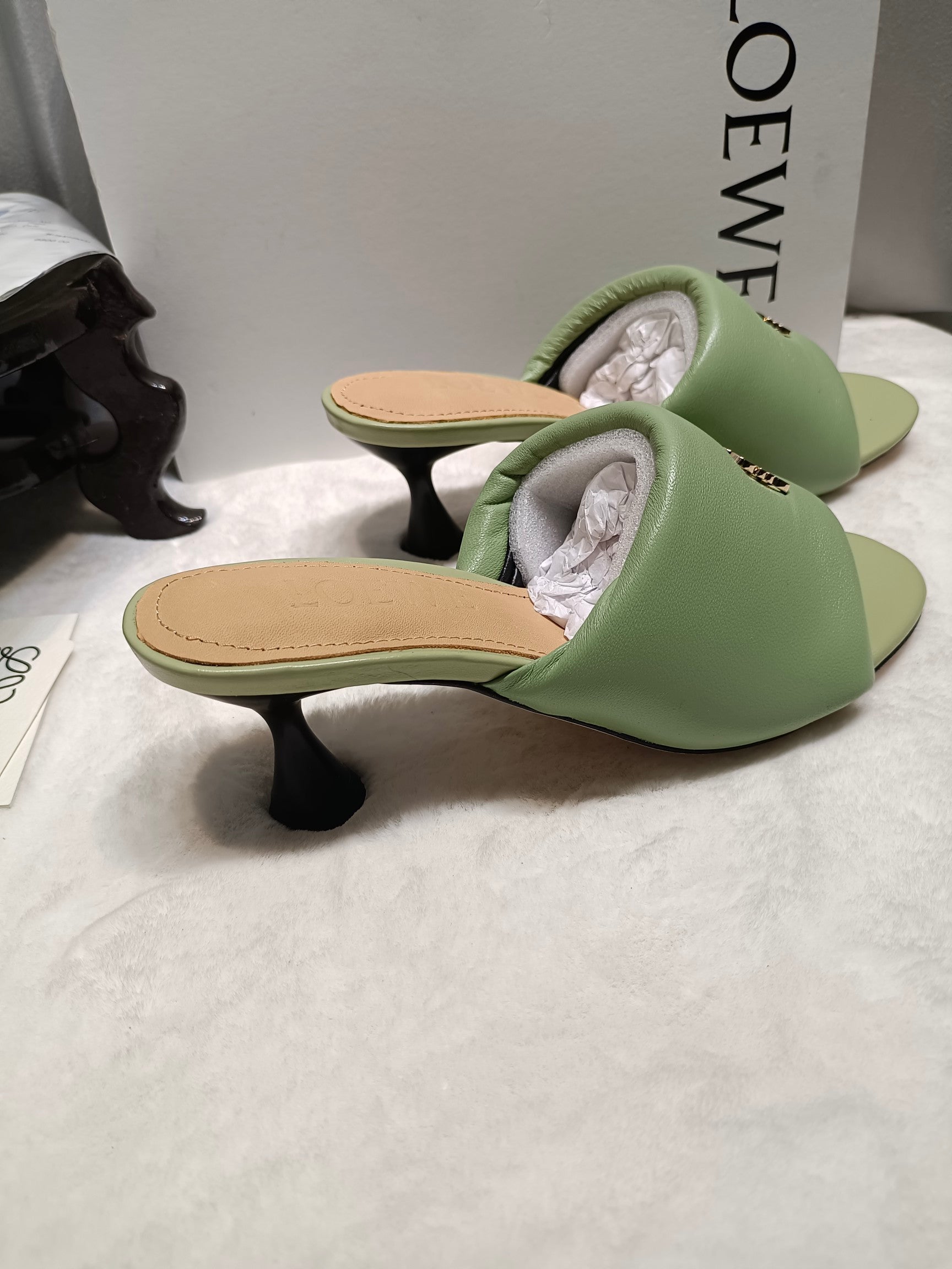 Loewe Anagram Padded Mule Green Sheepskin 246567