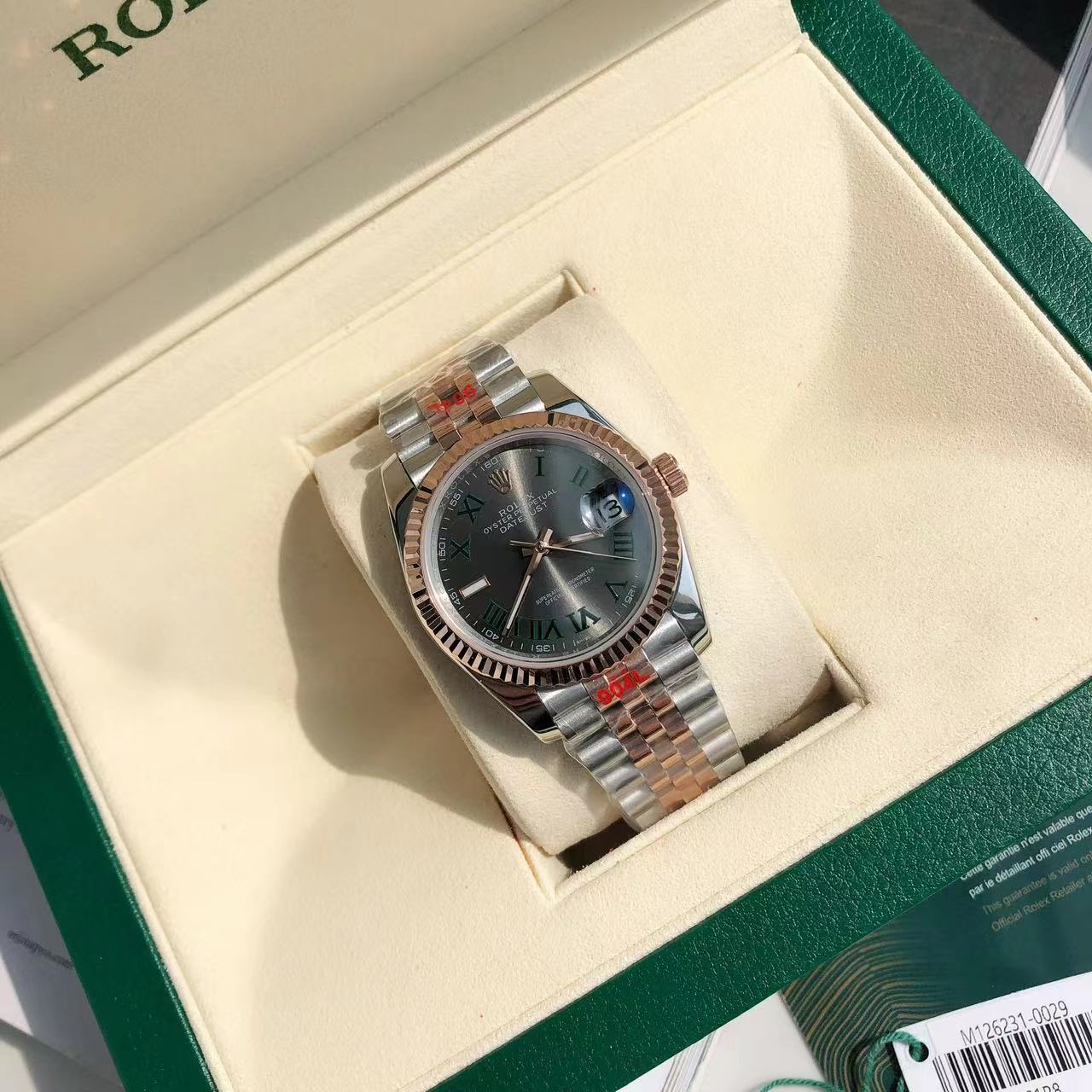 Rolex 25 Datejust 36mm Silver Pink Gold Black