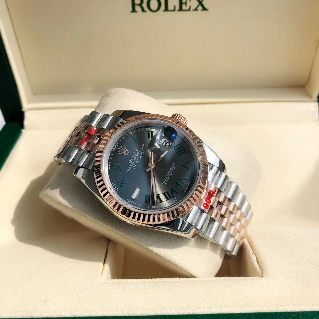 Rolex 25 Datejust 36mm Silver Pink Gold Black