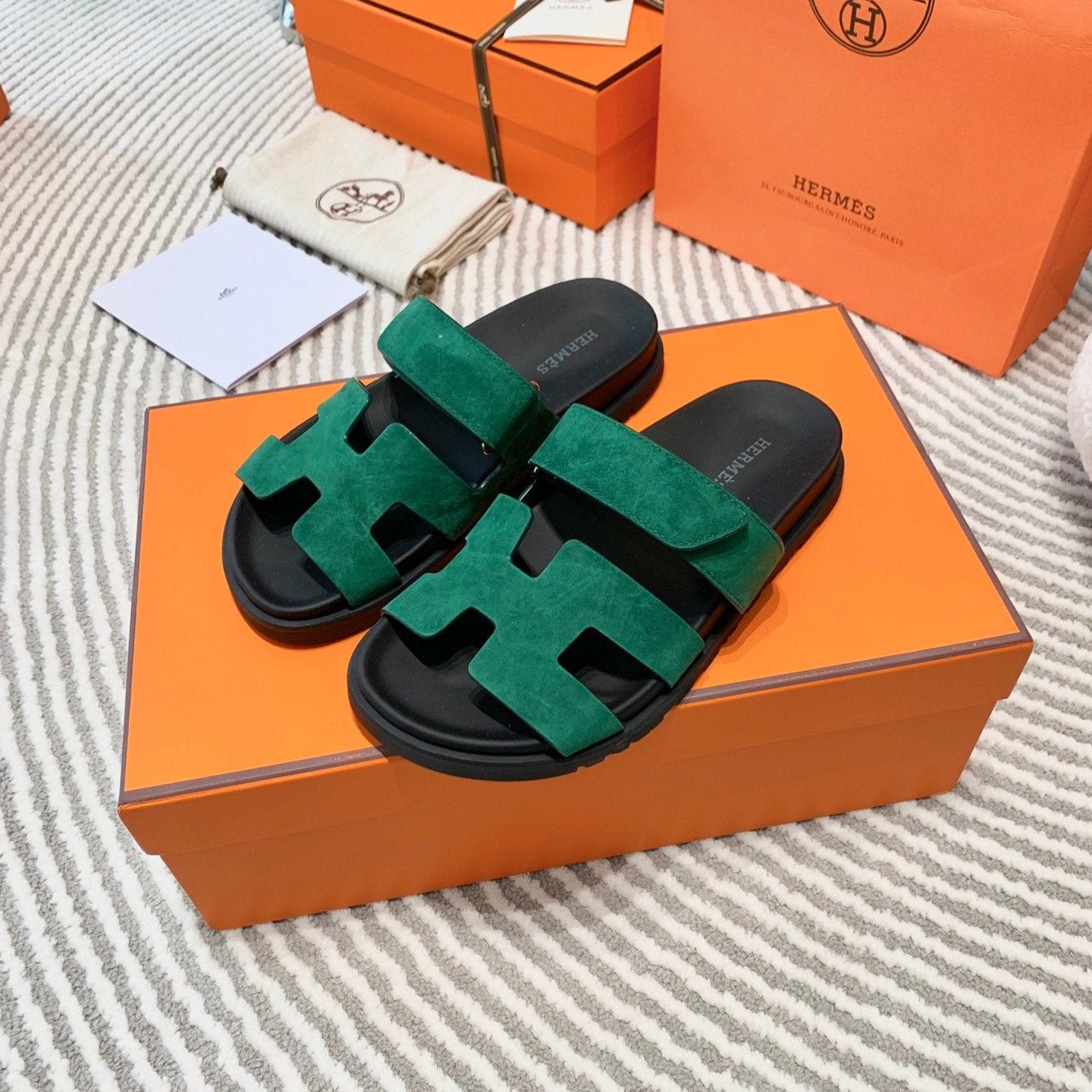 HM Chypre Sandal Dark Green Mix Black Suede 963237